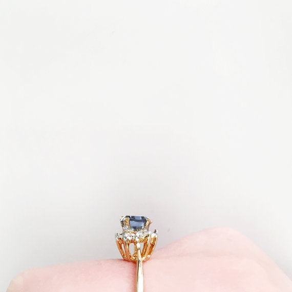 Vintage Genuine Opal or Austrian Crystal Ring 18k Yellow Gold Electroplated