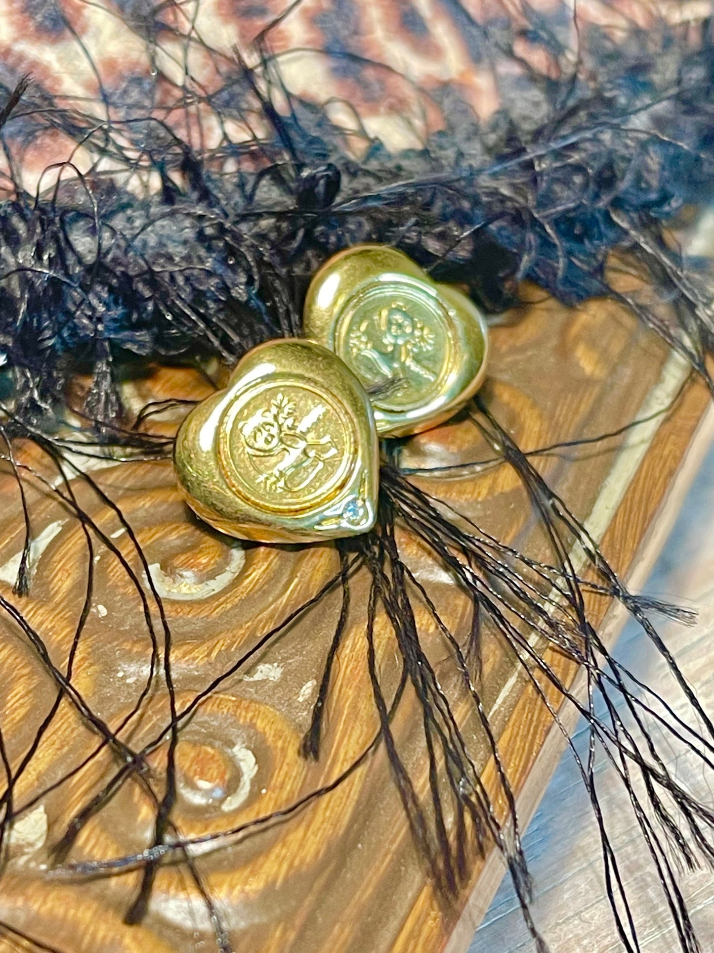 Vintage Panda Bear Heart Earrings with Diamond Chip 18k Gold Electroplated Handcrafted Made in USA