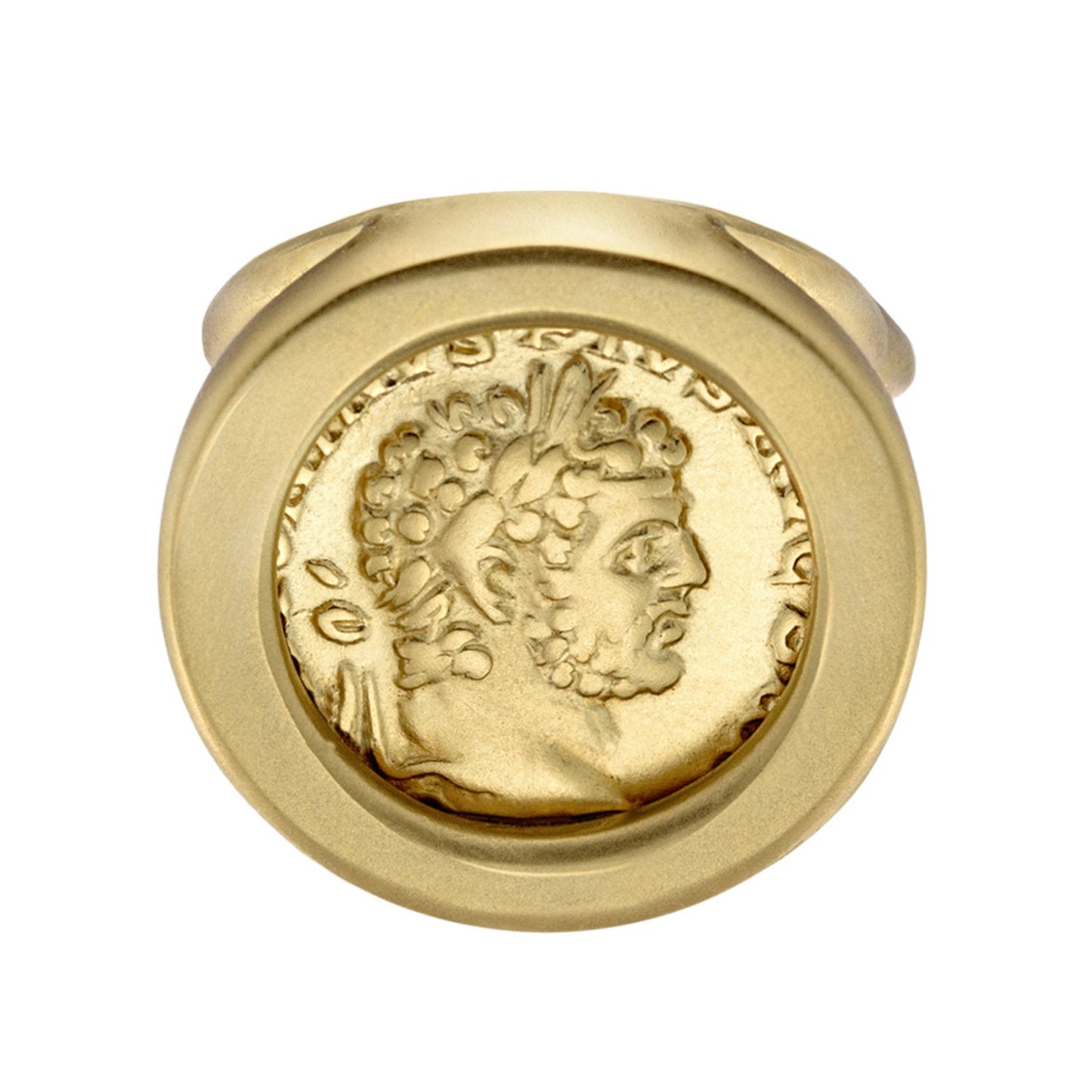 Rare Vintage Roman Emperor Antonius Pius Coin Ring Collectors Item Gold Plated.