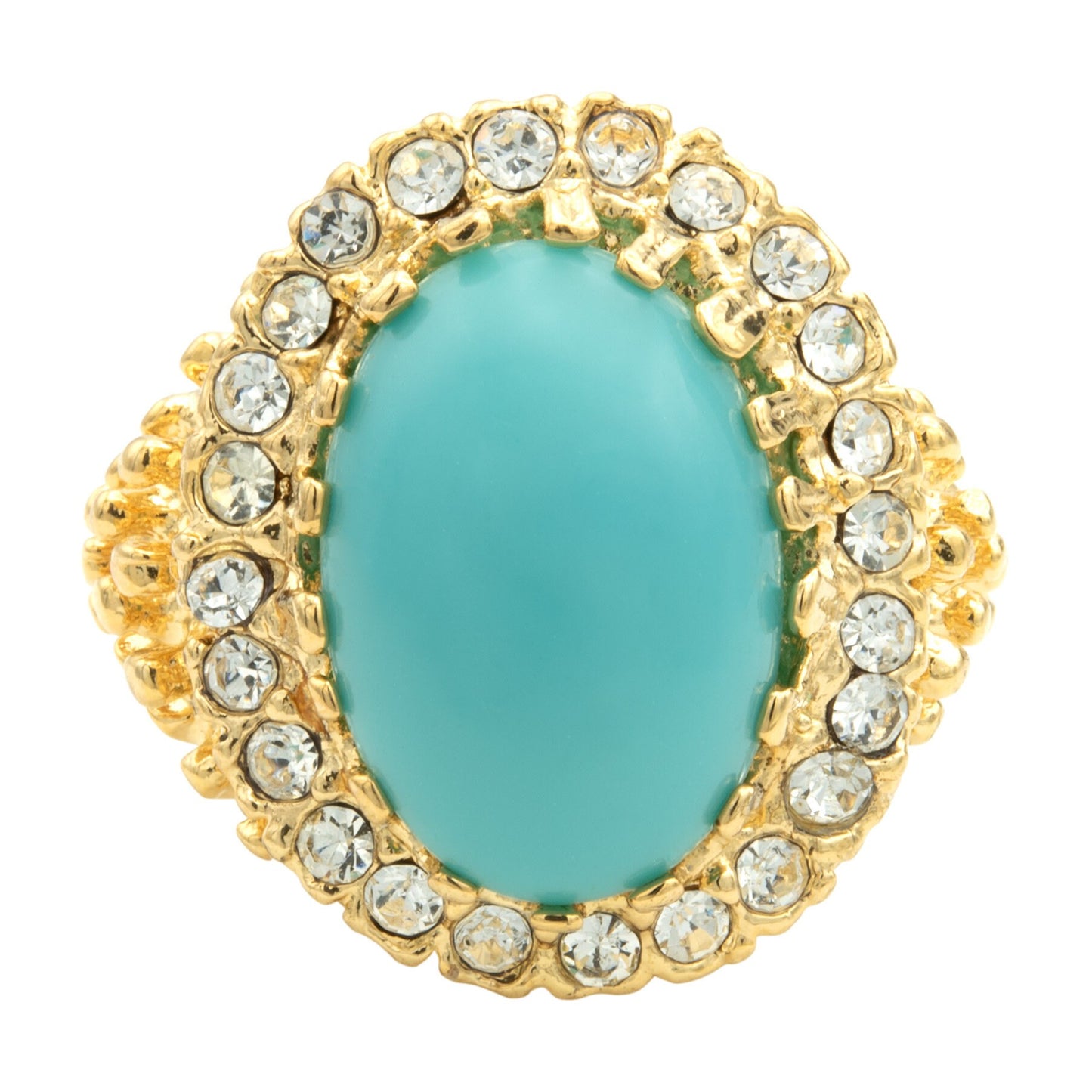 Vintage Amethyst and Clear Crystal 18k Antiqued Yellow Gold Electroplated Ring Made in the USA