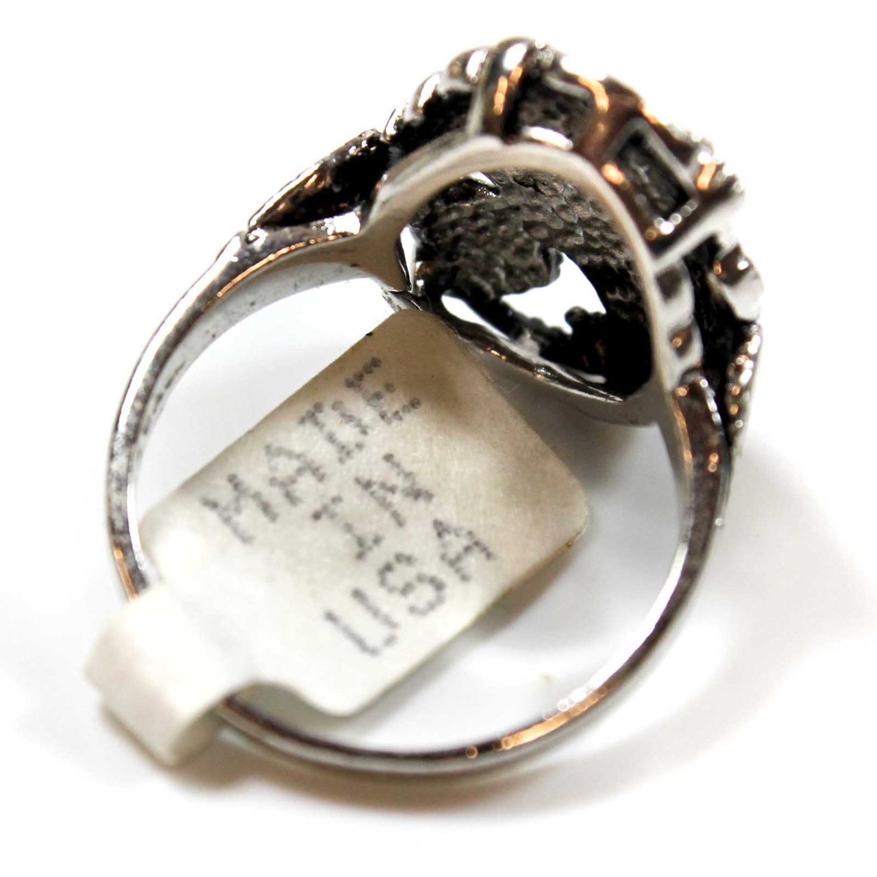 Vintage Unique Genuine Marcasite Ring 18k White Gold Made in USA Size: 10