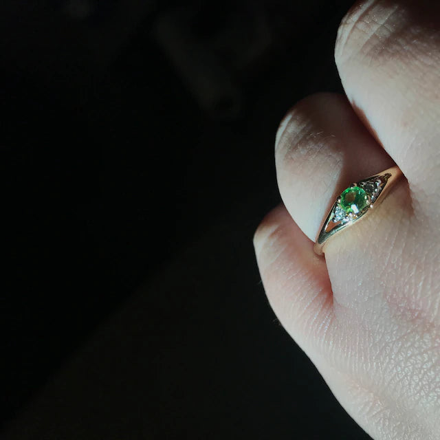 Vintage Garnet and Clear Austrian Crystal Accents 18k Yellow Gold Electroplated Ring Made in the USA Size 5