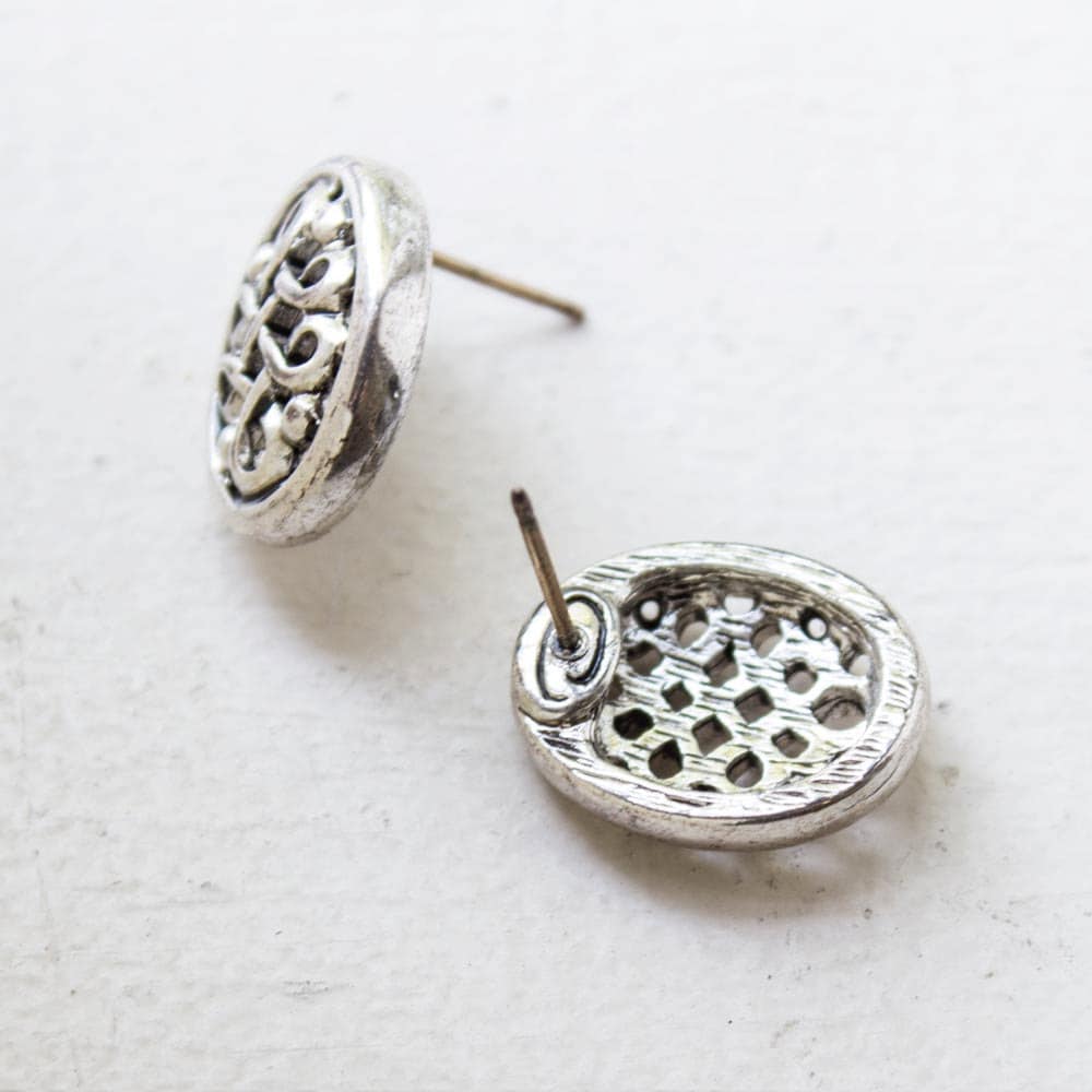 Vintage Earrings Oscar De La Renta Filigree Antique Silver Tone Earrings, Vintage Silver Tone Posts #OS147 - Limited Stock - Never Worn