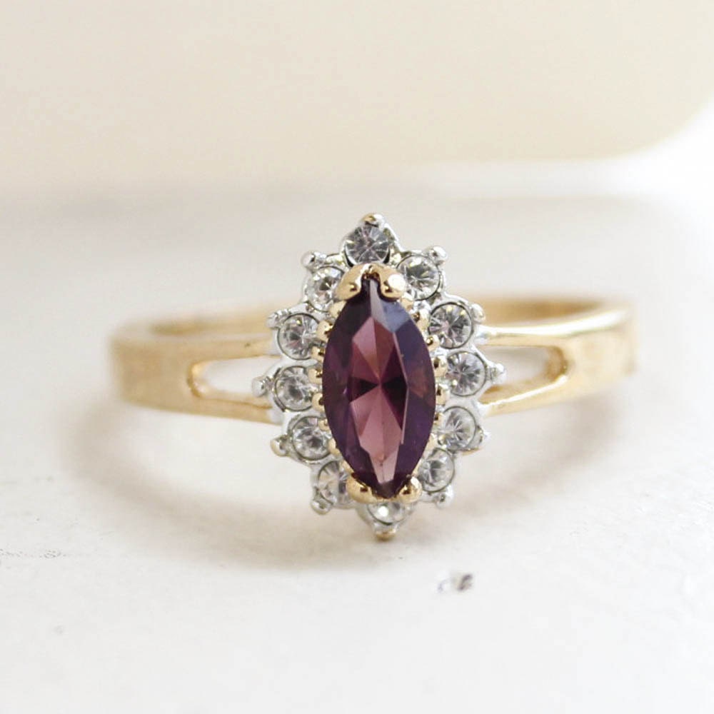 Vintage Ring Austrian Crystal Engagement Antique 18kt White or Yellow Gold Jewelry for Women #R1314