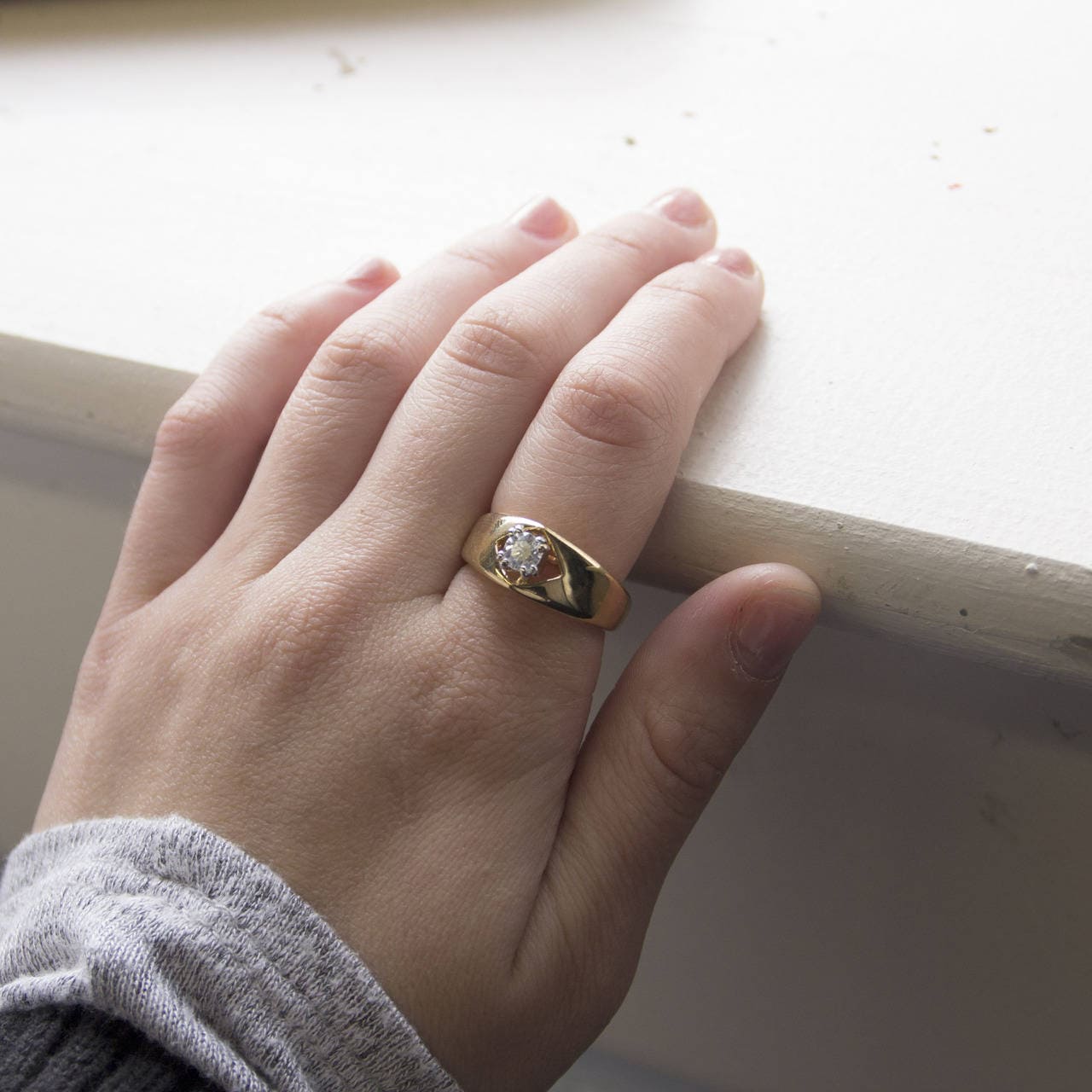 Vintage Ring 18kt Gold Swarovski Crystal Engagement Ring Womans Antique Gold Jewelry Engage R1002 - Limited Stock - Never Worn