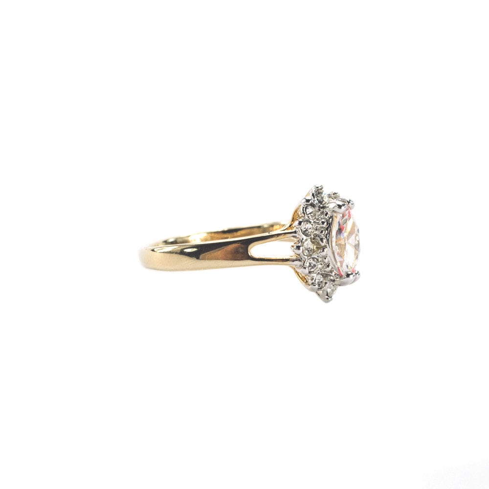 Vintage Ring Clear Cubic Zirconia 18kt Gold Womans Engagement Antique Jewlery CZ Handmade #R1314 - Limited Stock - Never Worn
