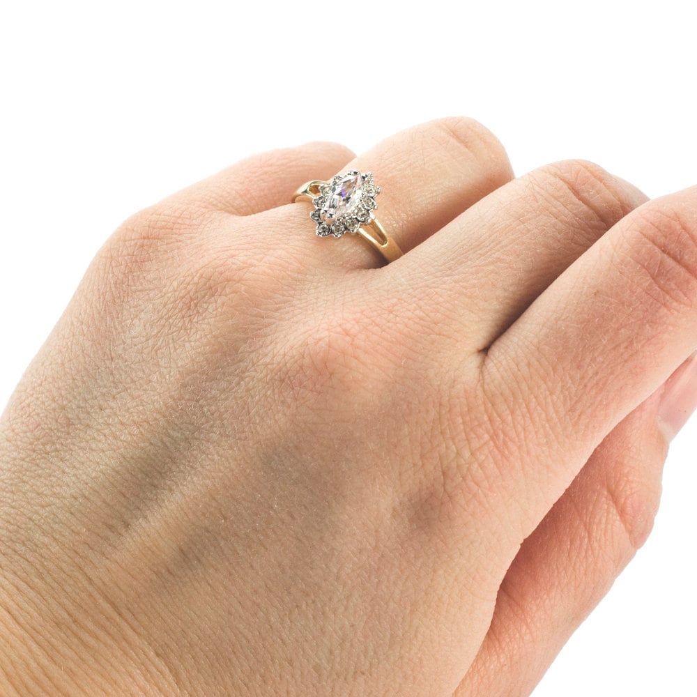 Vintage Ring Clear Cubic Zirconia 18kt Gold Womans Engagement Antique Jewlery CZ Handmade #R1314 - Limited Stock - Never Worn