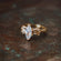 Vintage Ring 1980s 18k Gold Plated Marquis Shaped Cubic Zirconia Engagement Ring Womans Antique #R3078