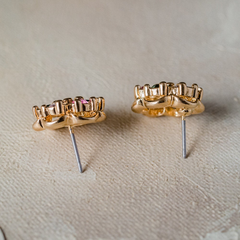 Vintage Earrings Flower Pierced Earrings 18k Gold E3024 - Limited Stock - Never Worn