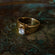 Vintage Ring 18kt Gold Swarovski Crystal Engagement Ring Womans Antique Gold Jewelry Engage R1002