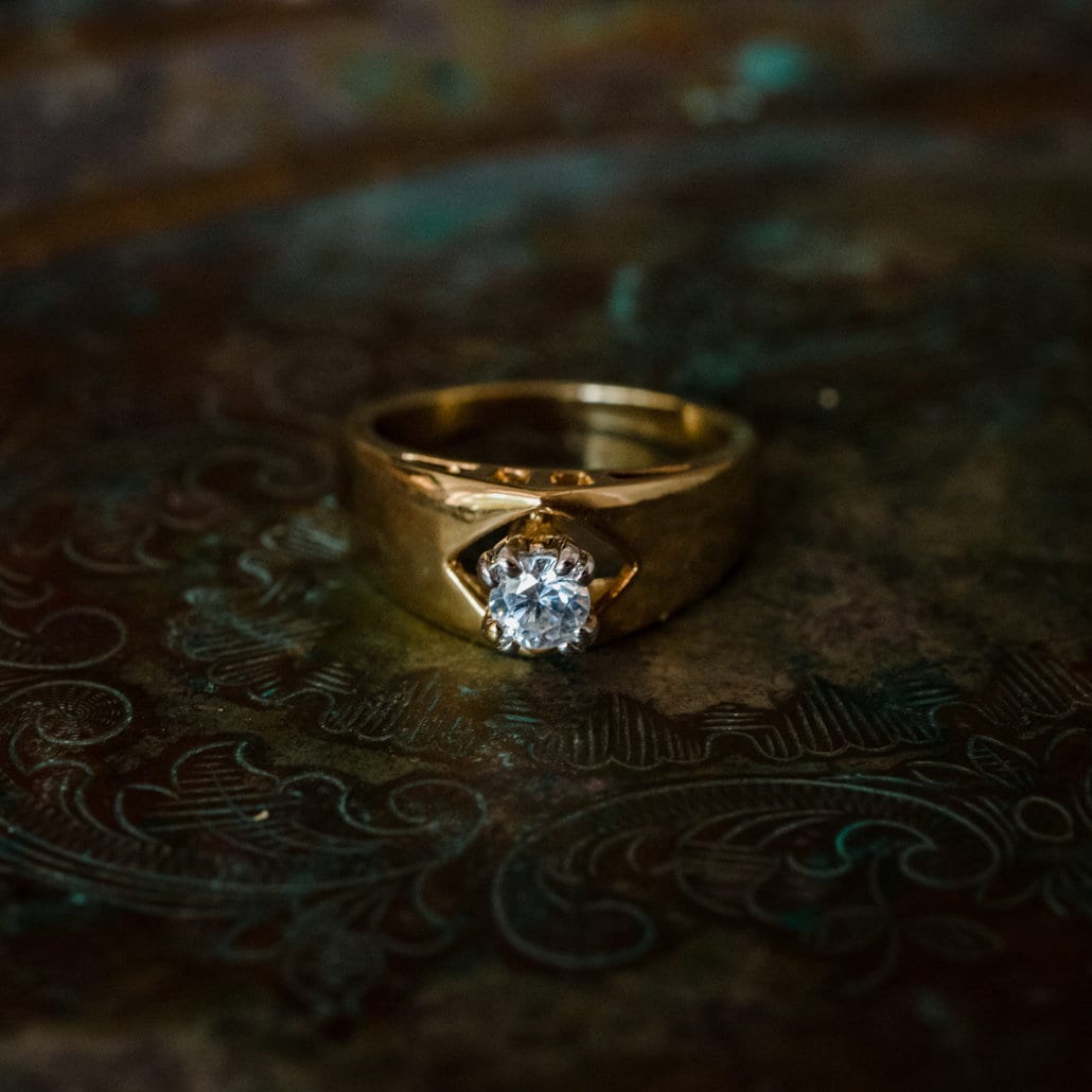 Vintage Ring 18kt Gold Swarovski Crystal Engagement Ring Womans Antique Gold Jewelry Engage R1002 - Limited Stock - Never Worn