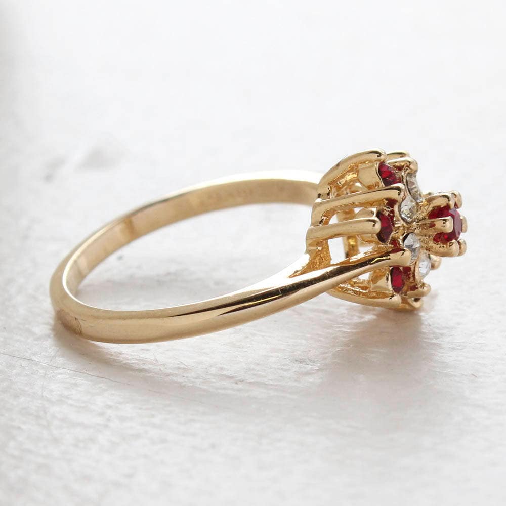Vintage Ring Ruby and Clear Swarovski Crystal Star Ring Made in the USA #R1039 - Limited Stock - Never Worn