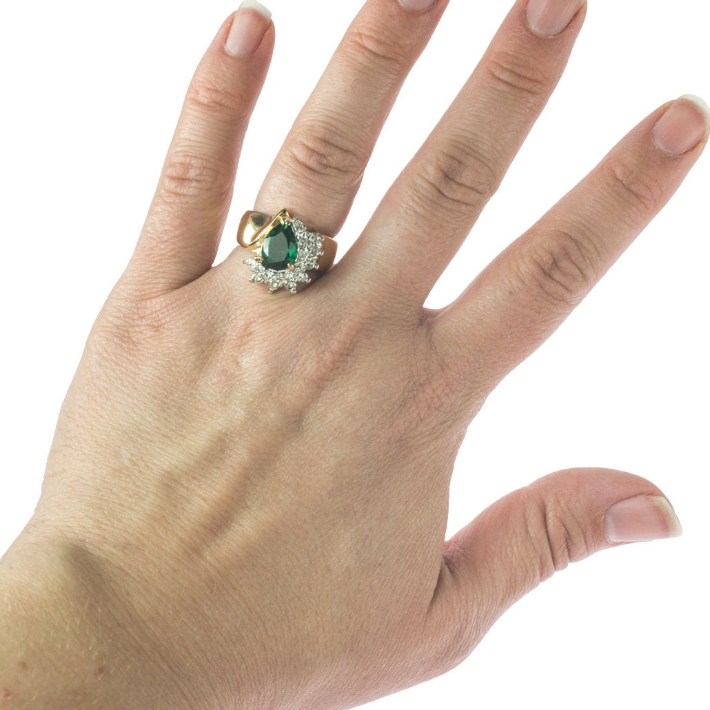 Vintage Ring Aquamarine Cubic Zirconia and Clear Swarovski Crystals 18kt Gold #R3163-AQY - Limited Stock - Never Worn