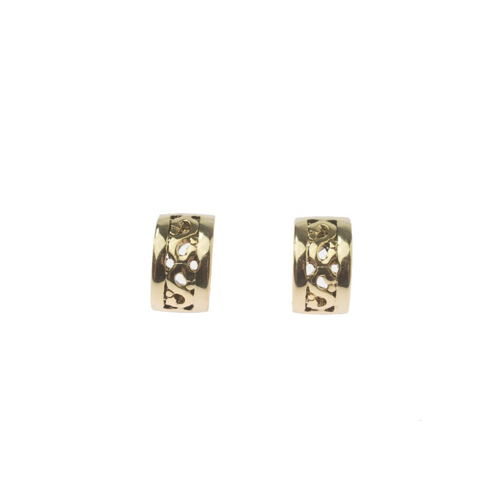 Vintage Earrings Signed Oscar De La Renta Thick Antique Gold Tone Hoops Earrings for Women A#OS2445 - Limited Stock - Never Worn