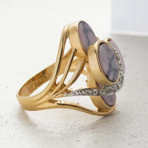 Vintage Ring Genuine Pink Onyx Cocktail Ring 18k Gold Made in the USA R282 Antique Jewelry for Women - Limited Stock - Never Worn