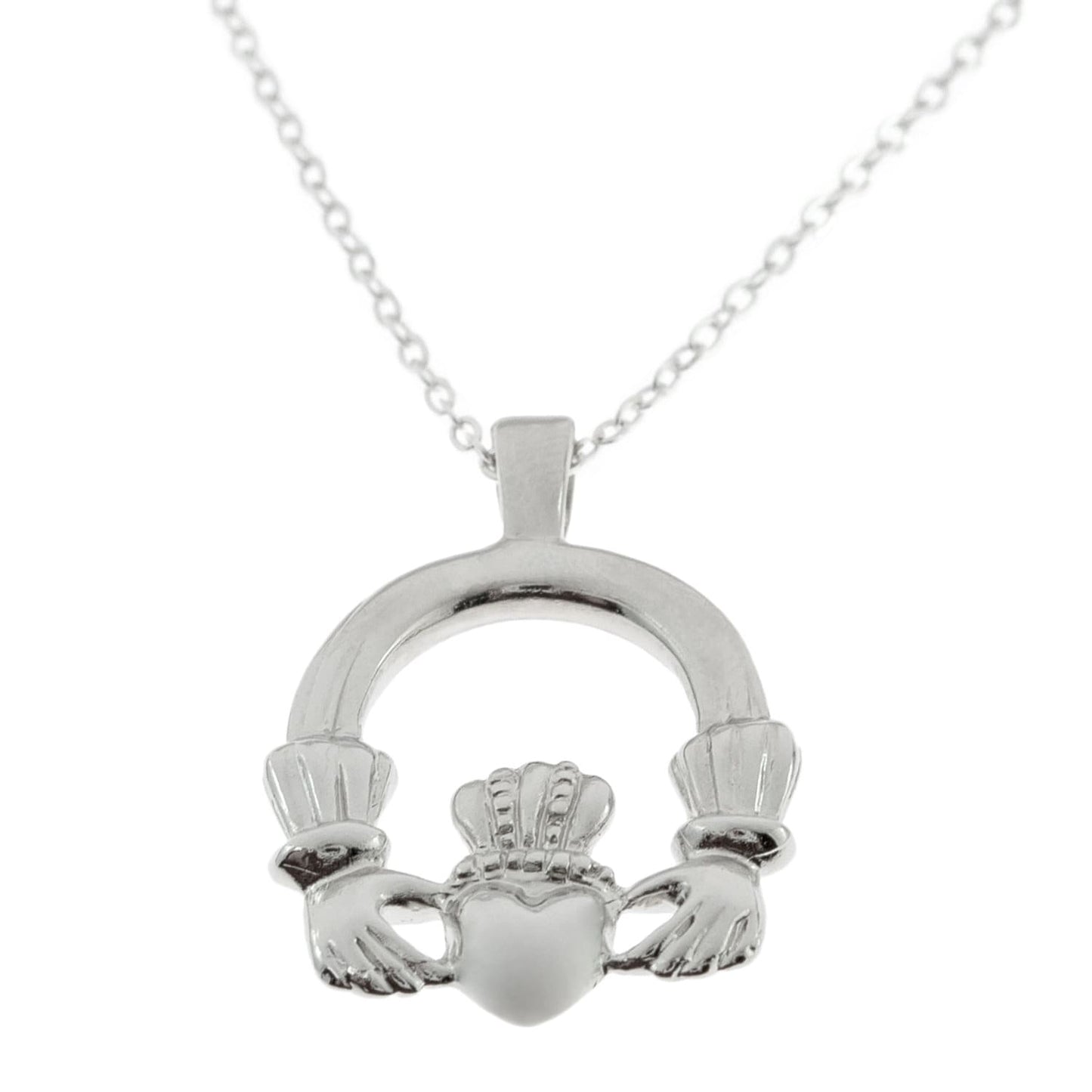 Vintage Claddagh Necklace 18k White Gold Silver Made in the USA N1722 - Limited Stock - Never Worn