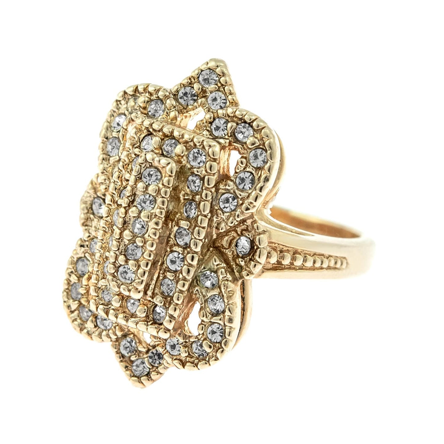 Vintage Ring 18k Gold Ring Clear Swarovski Crystals #R1415 - Limited Stock - Never Worn