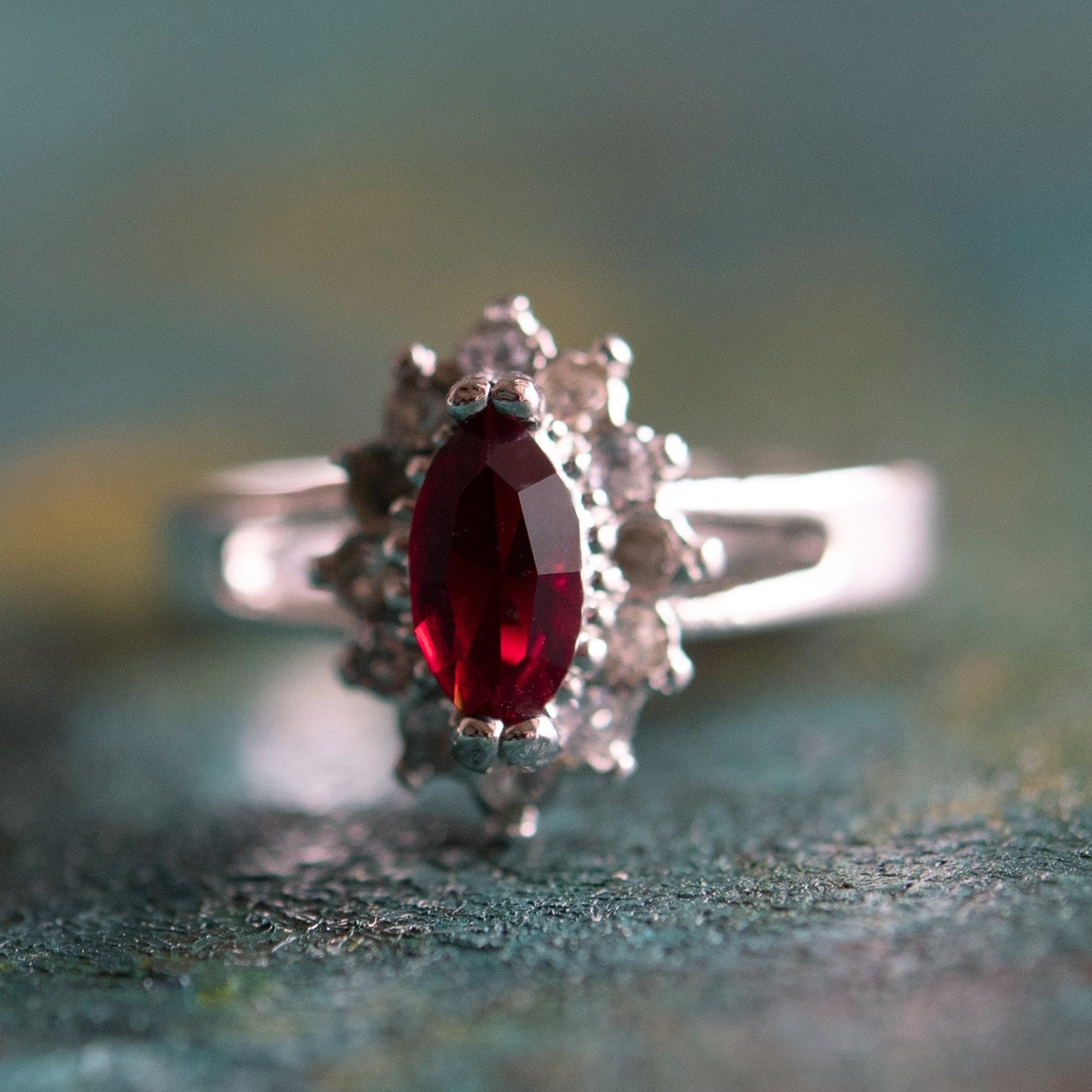 Vintage Ring Austrian Crystal Engagement Antique 18kt White or Yellow Gold Jewelry for Women #R1314
