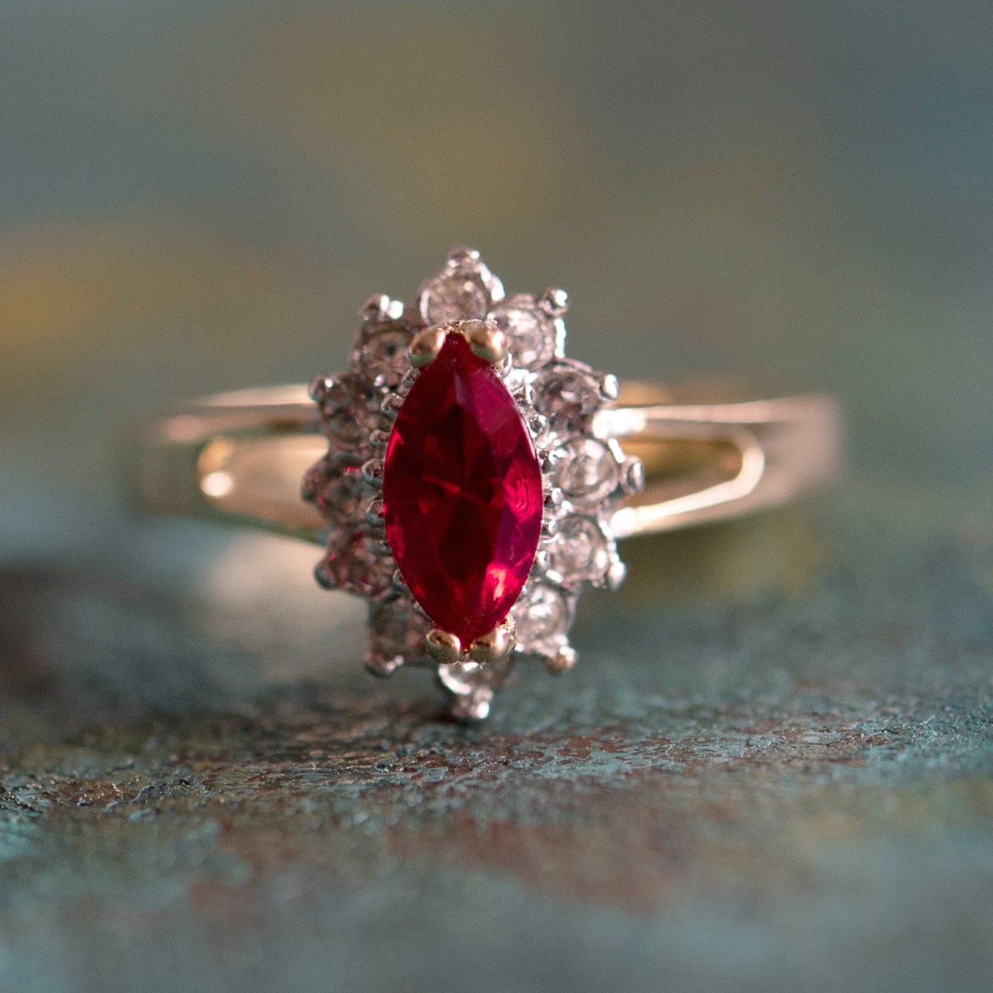 Vintage Ring Austrian Crystal Engagement Antique 18kt White or Yellow Gold Jewelry for Women #R1314