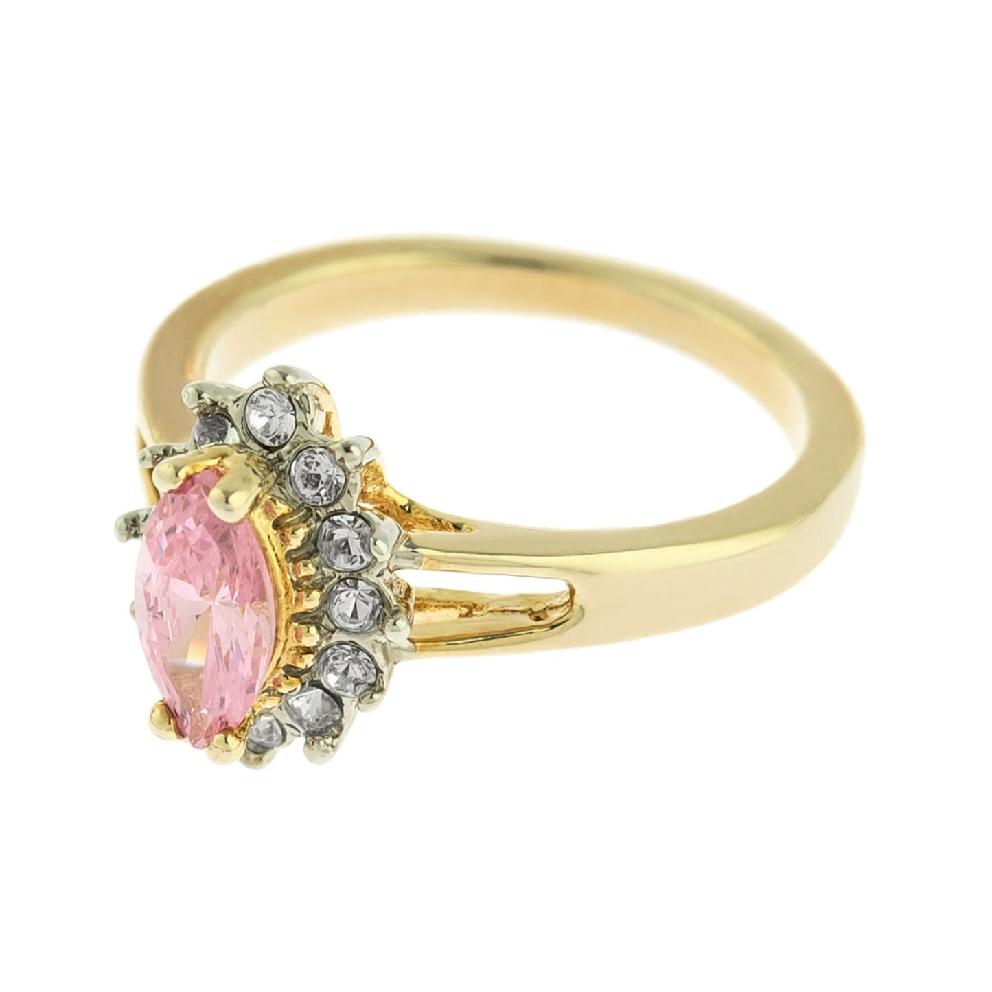 Vintage Ring Pink Tourmaline and Clear Swarovski Crystals 18kt Gold Antique Jewlery for Women #R1314 - Limited Stock - Never Worn