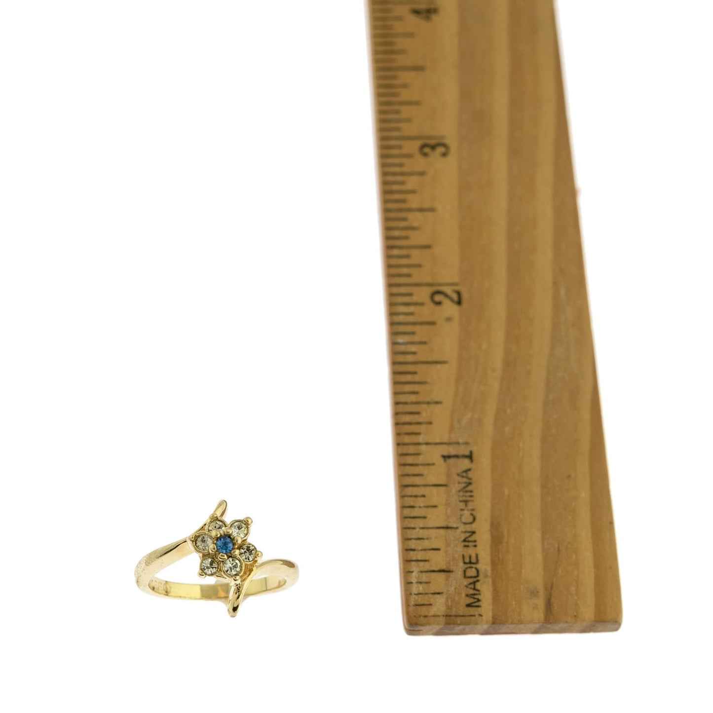 Vintage Ring 1970's Sapphire and Clear Swarovski Crystal Ring 18kt Gold Ring R842 - Limited Stock - Never Worn