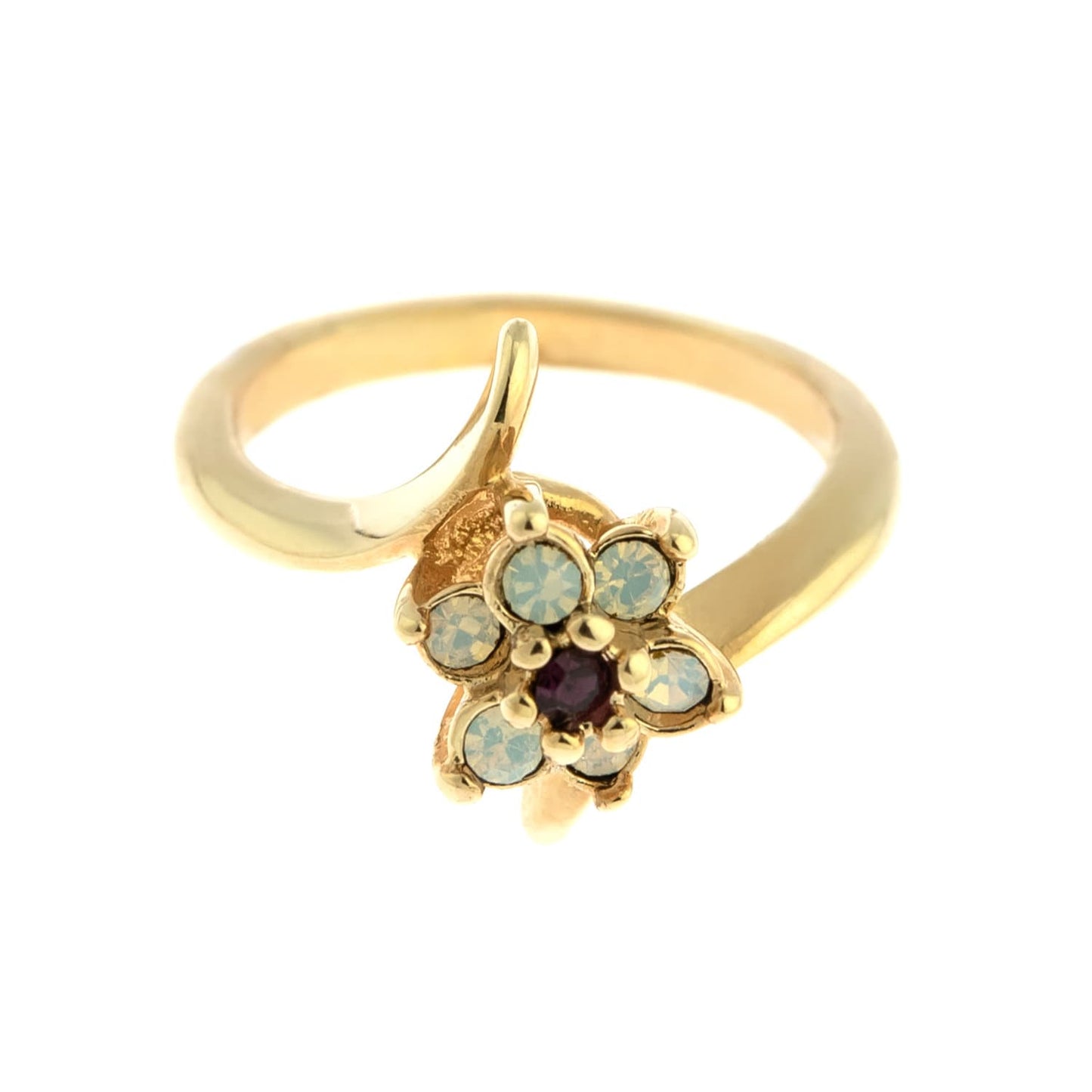 Vintage Ring 1970's Amethyst Crystal and Genuine Pinfire Opal Ring 18kt Gold Ring Womans Antique Jewlery R842 - Limited Stock - Never Worn