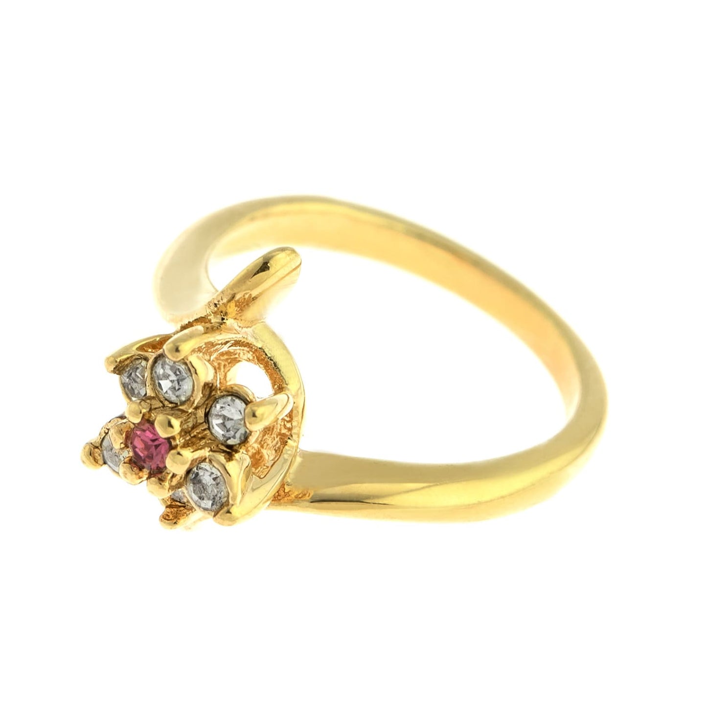 Vintage Ring 1970's Pink Tourmaline and Clear Swarovski Crystal Ring 18kt Gold Ring Size 7 only R842 - Limited Stock - Never Worn