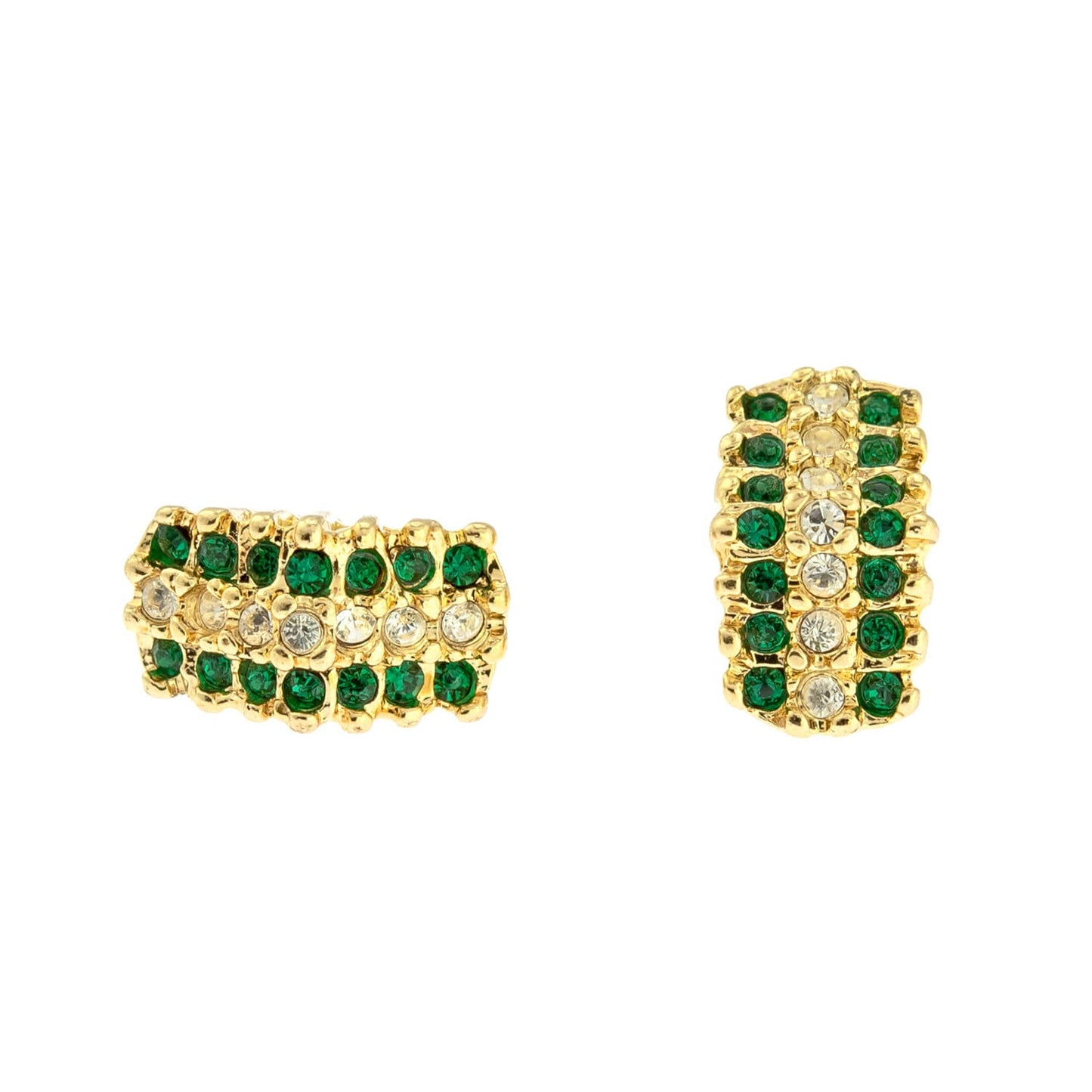 Vintage Earrings Emerald and Clear Swarovski Crystal Post Earrings E1753 - Limited Stock - Never Worn
