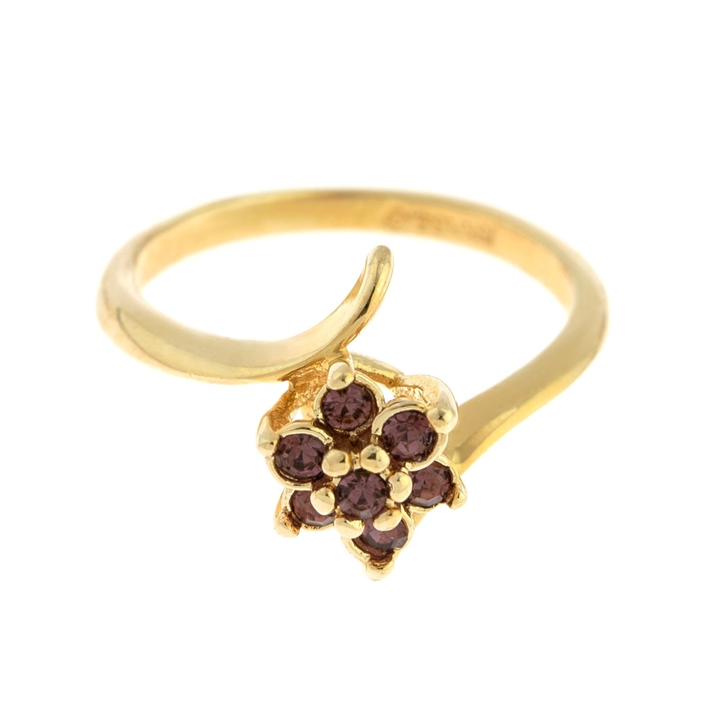 Vintage Ring 1970's Amethyst Swarovski Crystal Ring 18kt Gold Ring Size 9 Only R842 Antique Womans Jewelry - Limited Stock - Never Worn