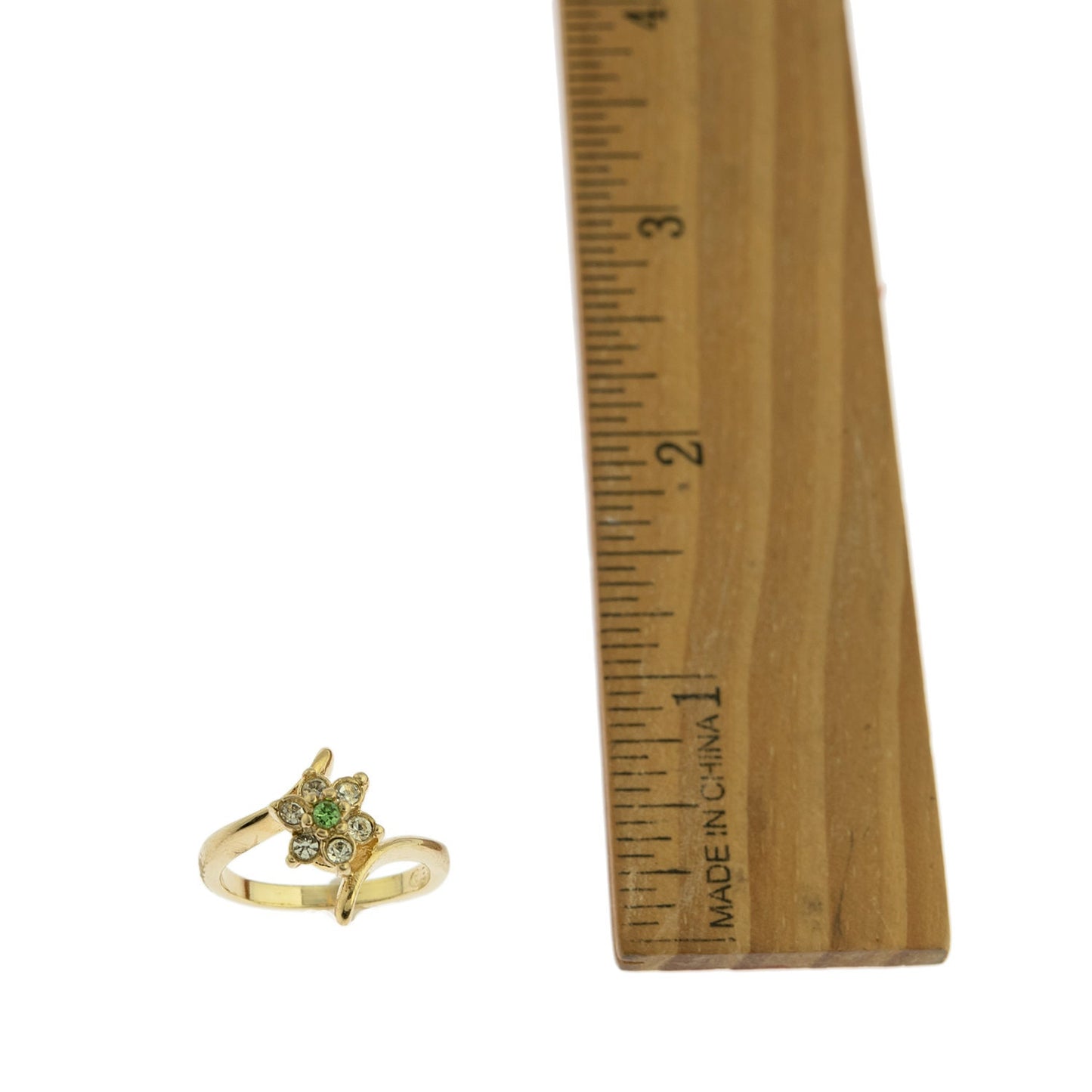 Vintage Ring 1970's Peridot and Swarovski Crystal Ring 18kt Gold Ring R842 - Limited Stock - Never Worn