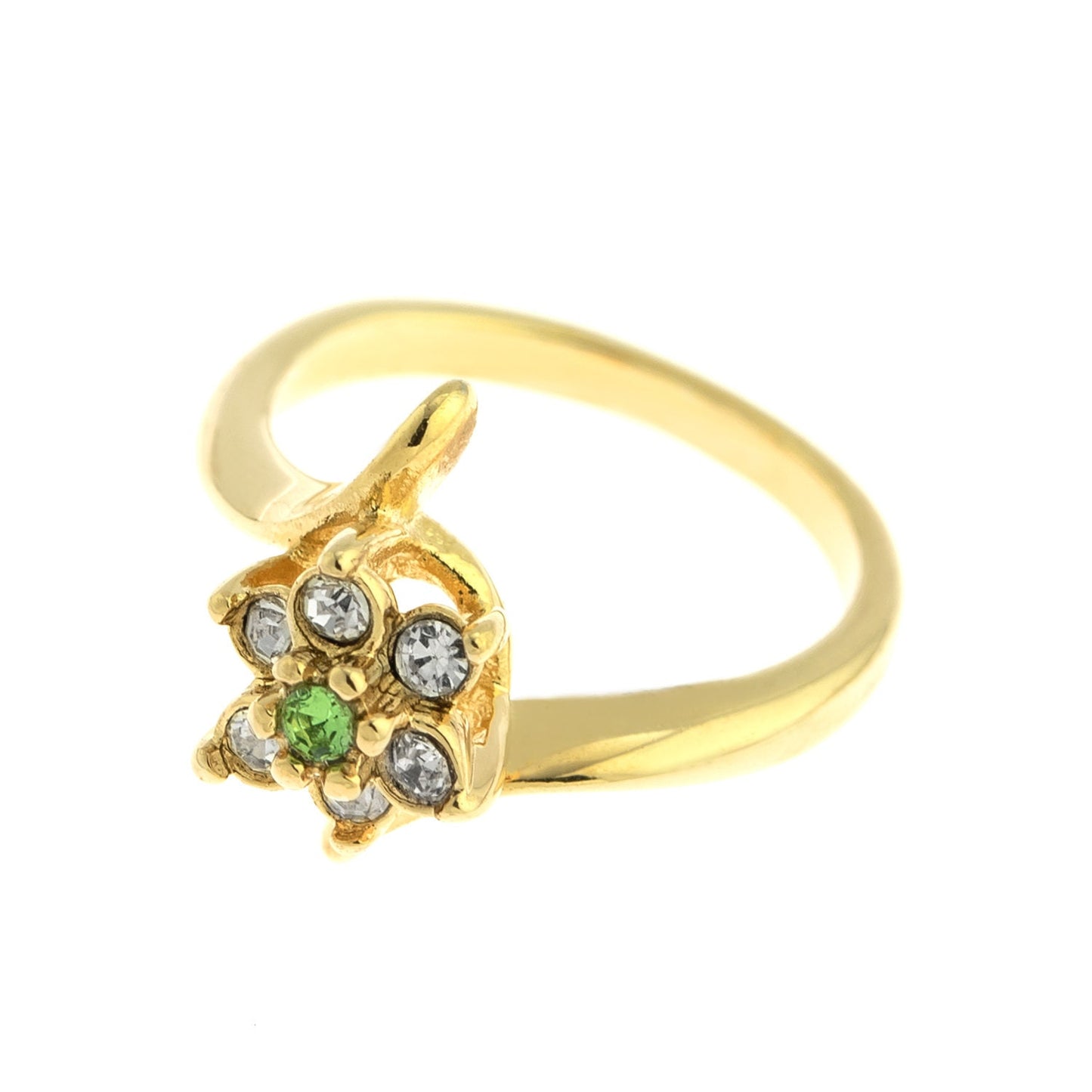 Vintage Ring 1970's Peridot and Swarovski Crystal Ring 18kt Gold Ring R842 - Limited Stock - Never Worn