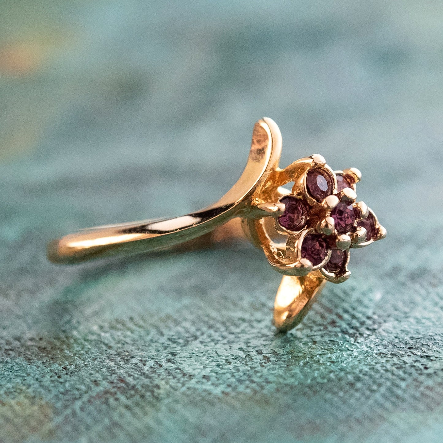 Vintage Ring 1970's Amethyst Swarovski Crystal Ring 18kt Gold Ring Size 9 Only R842 Antique Womans Jewelry - Limited Stock - Never Worn