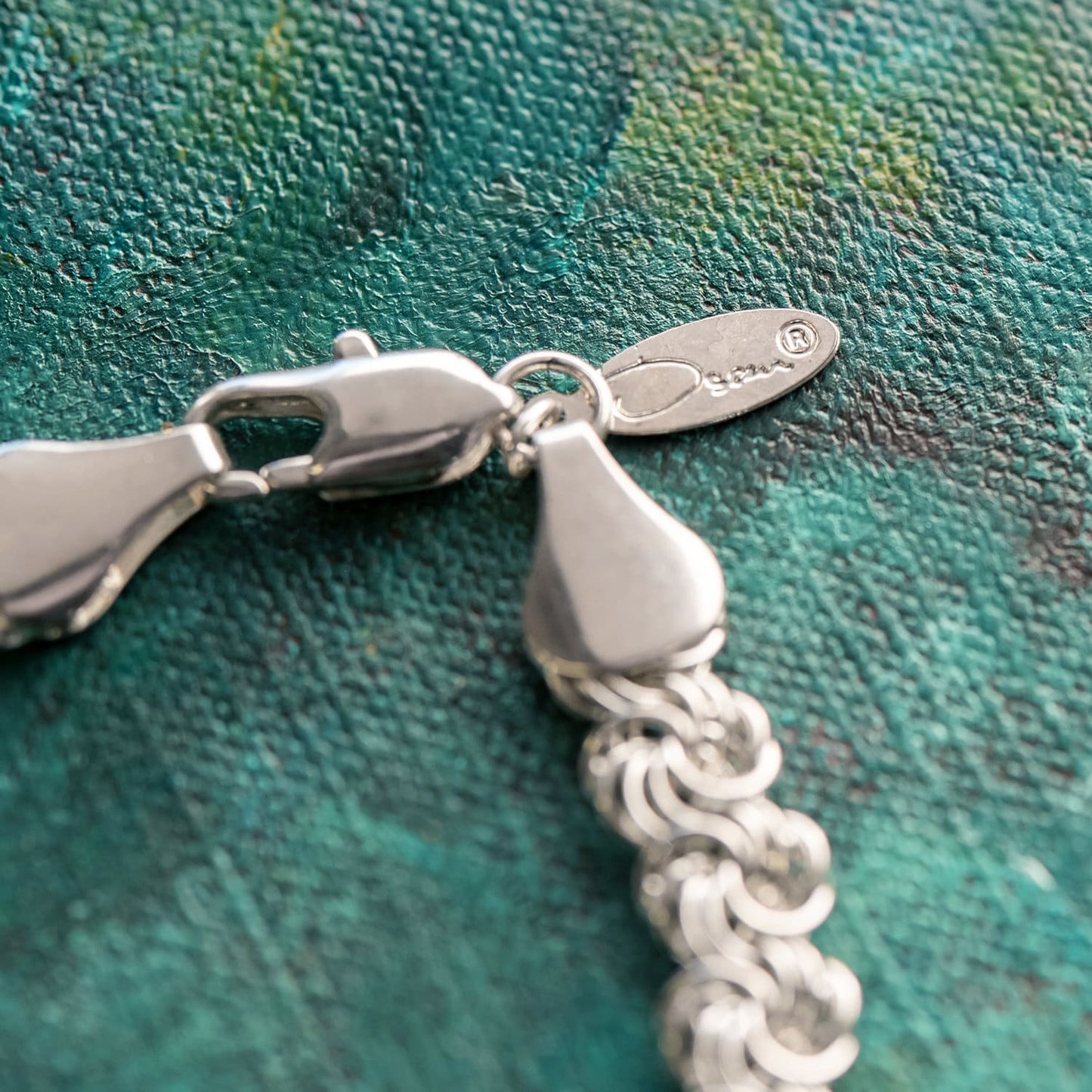 Vintage Oscar De La Renta 16.5 inch White Gold Silver Tone Link Chain Necklace Womans Designer #OSN-981-W - Limited Stock - Never Worn