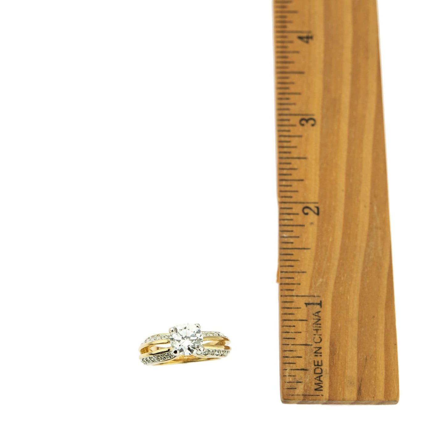 Vintage Ring Clear Cubic Zirconia Solitaire Engagement Style Ring 1ct. Weight 18k Gold Womans Jewelry #R2757-CCZY