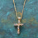 Vintage Cross Pendant with Clear Swarovski Crystals 16 Inch Two Tone Gold Plated Pendant Necklace #N624-YW