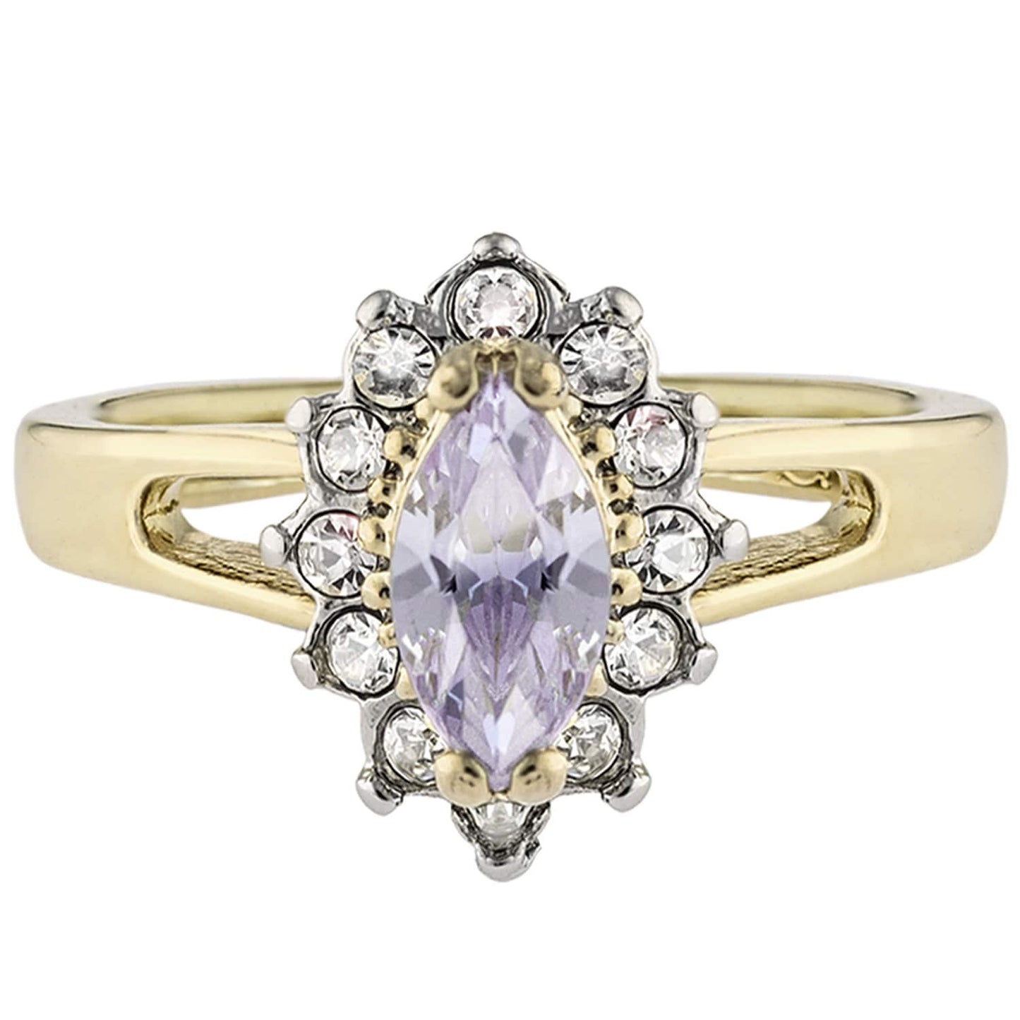 Vintage Ring Alexandrite Cubic Zirconia and Clear Swarovski Crystals 18kt Gold #R1314 - Limited Stock - Never Worn