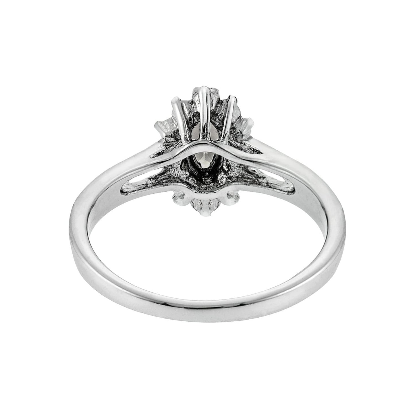 Vintage Ring Black Diamond Engagement Ring and Clear Swarovski Crystals Antique 18kt White Gold Silver Jewelry for Women #R1314