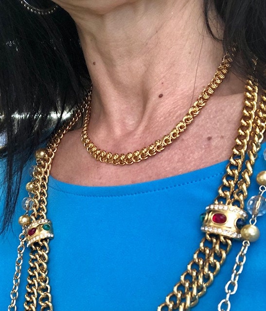 Vintage Oscar De La Renta 18 Inch Gold Tone Link Chain Necklace Antique Womans Jewlery #OSN-981-Y - Limited Stock - Never Worn