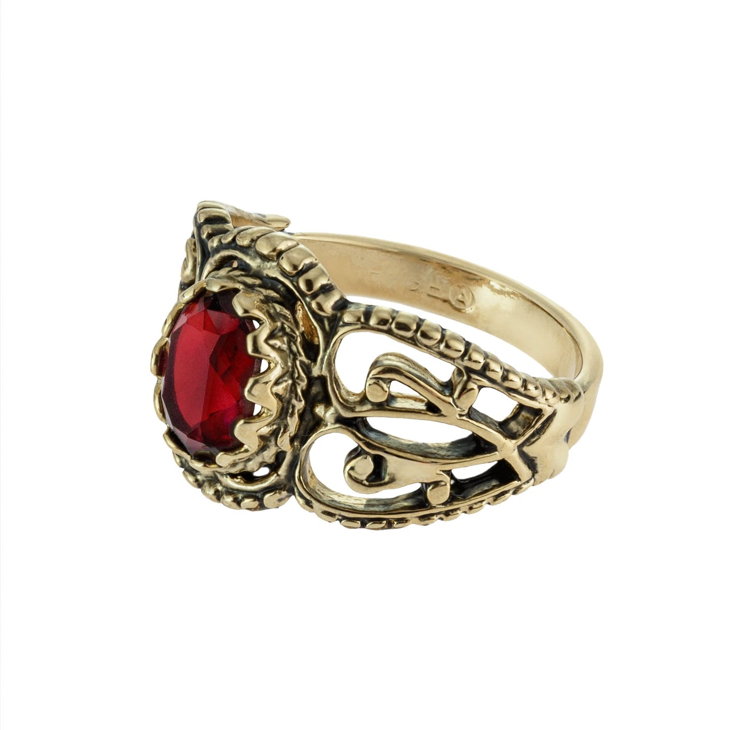 Vintage Ring Ruby Crystal Filigree Ring Antique 18k Gold R142 - Limited Stock - Never Worn