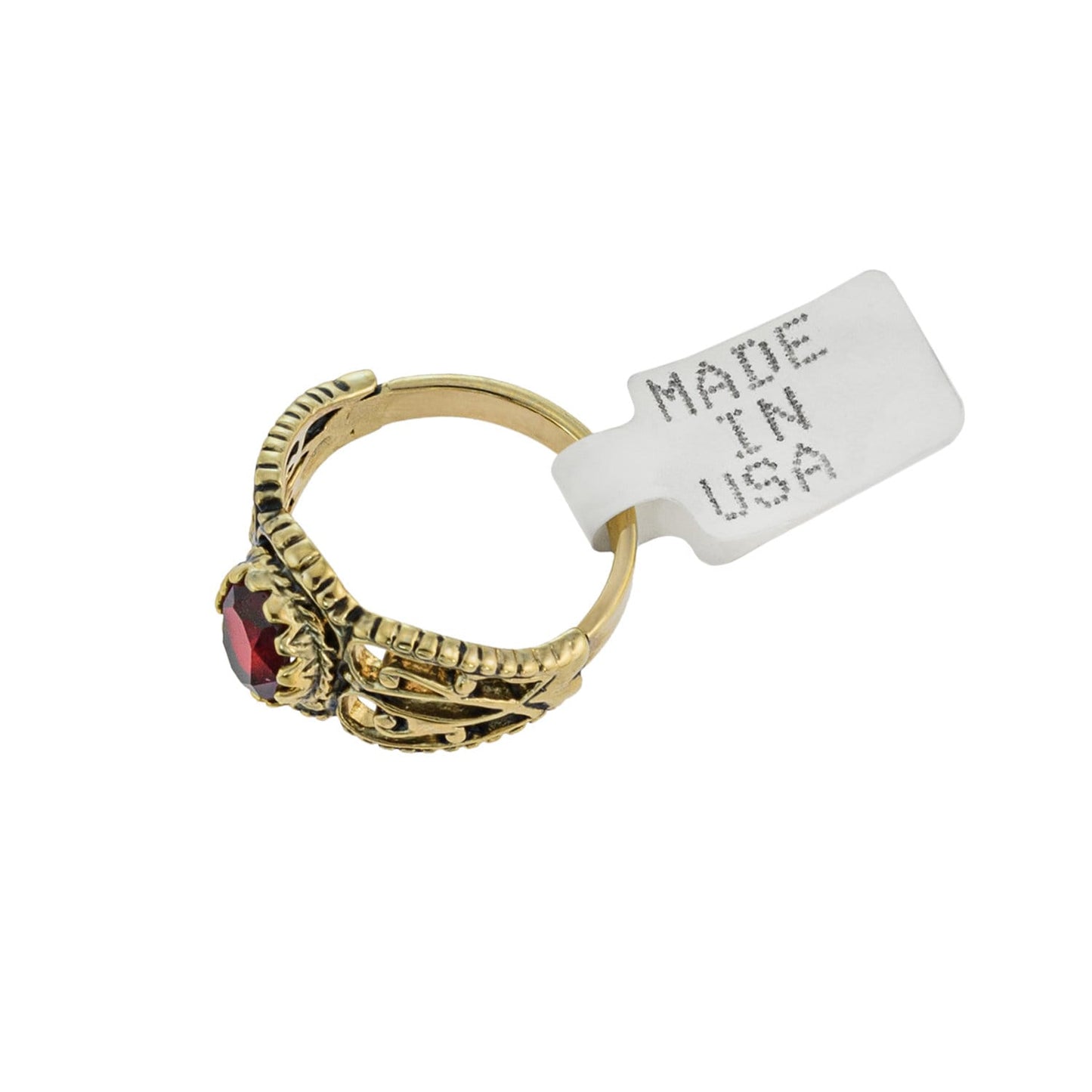 Vintage Ring Ruby Crystal Filigree Ring Antique 18k Gold R142 - Limited Stock - Never Worn