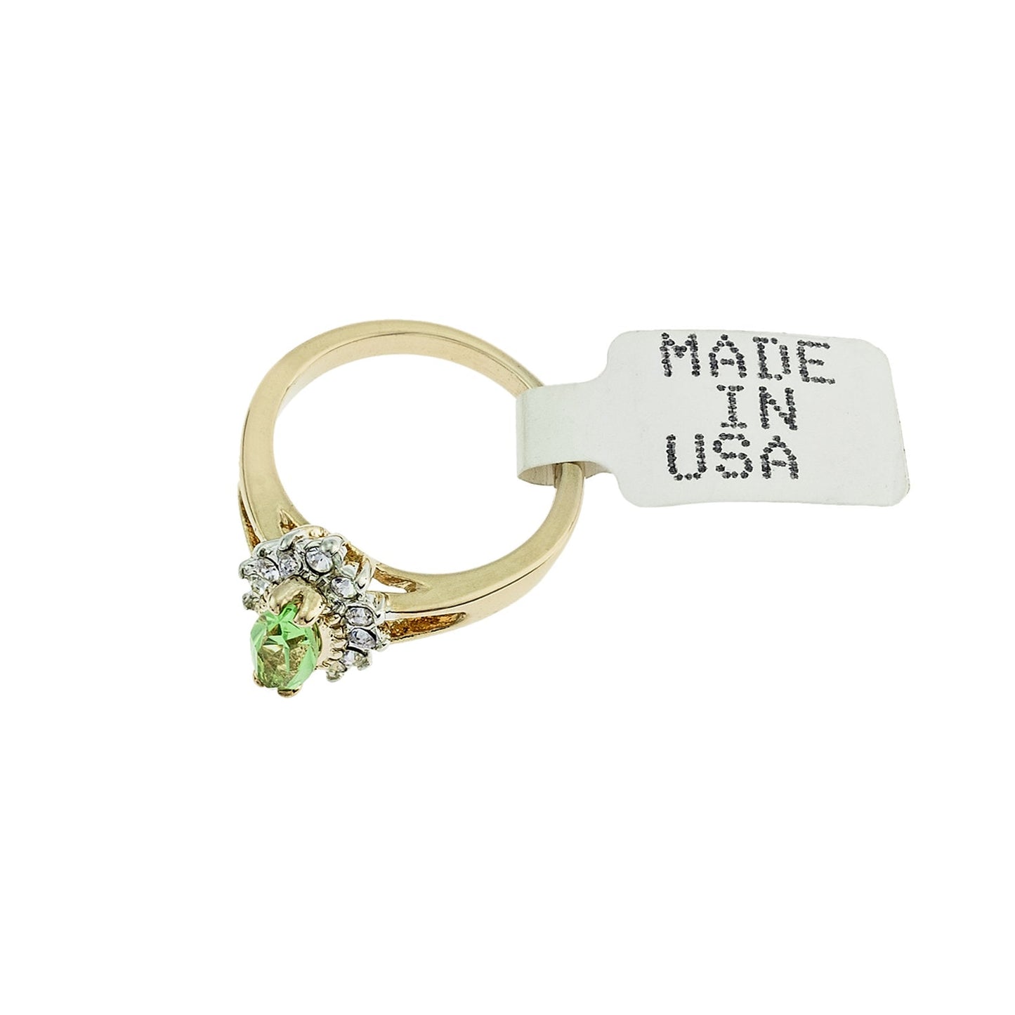 Vintage Ring Peridot and Clear Swarovski Crystals 18kt Gold Antique Jewelry for Women #R1314 - Limited Stock - Never Worn