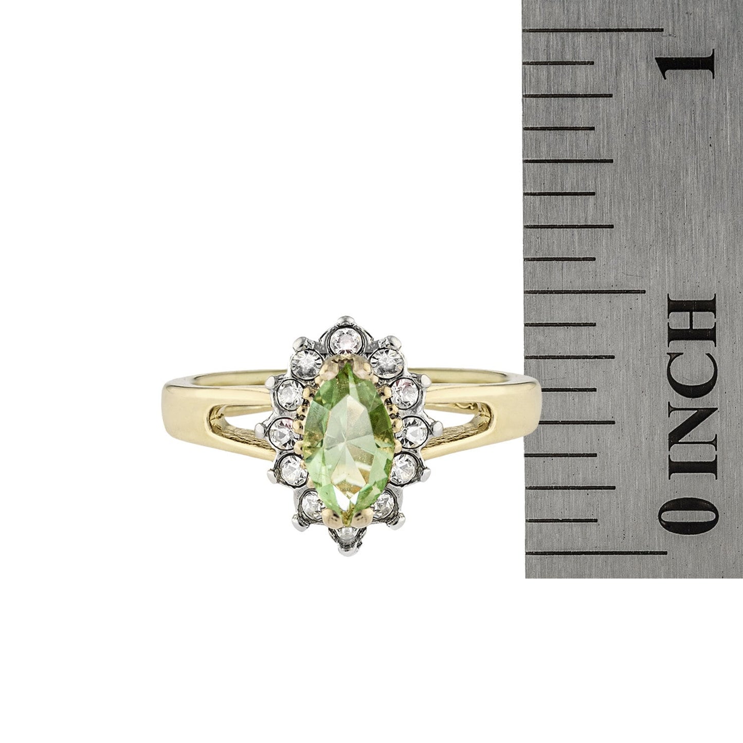 Vintage Ring Peridot and Clear Swarovski Crystals 18kt Gold Antique Jewelry for Women #R1314 - Limited Stock - Never Worn