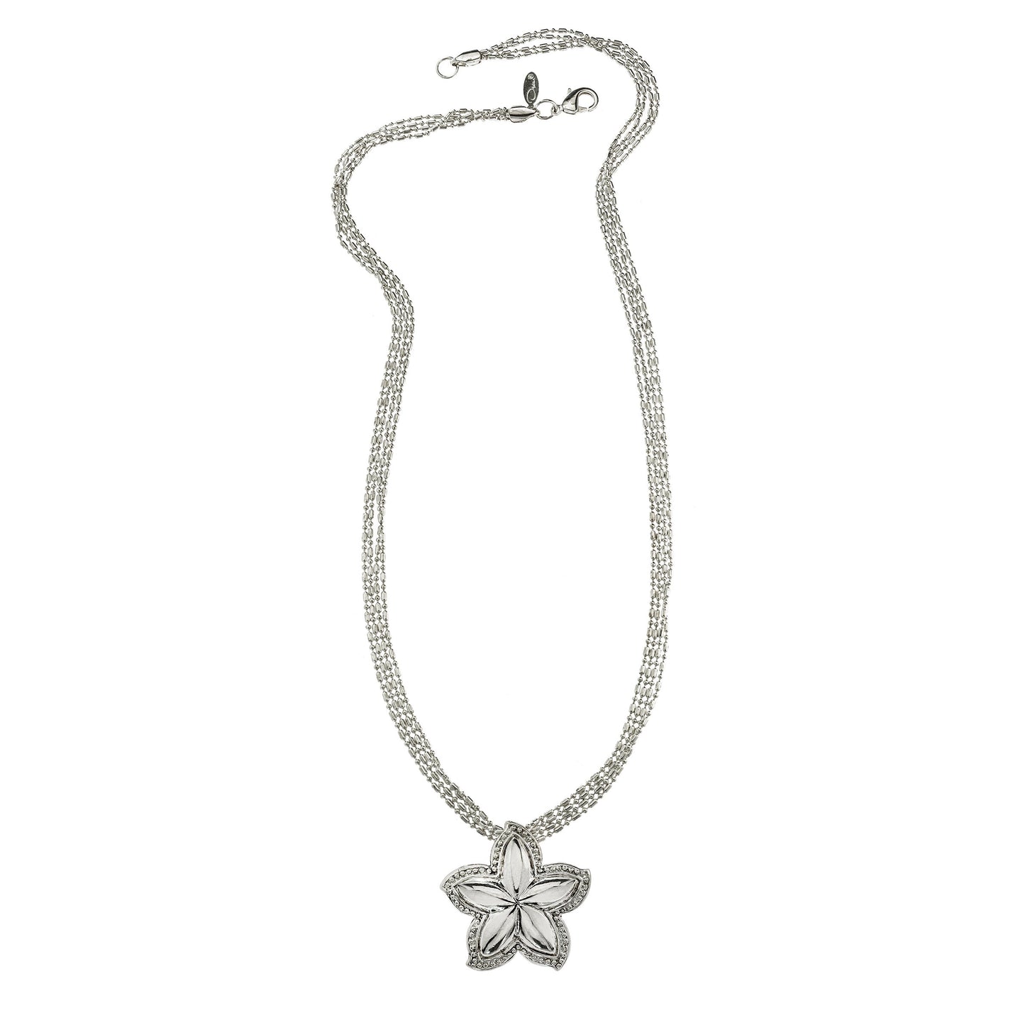 Vintage Oscar De La Renta 24 Inch White Gold Silver Tone Star Pendant Necklace #OSN-630-W - Limited Stock - Never Worn