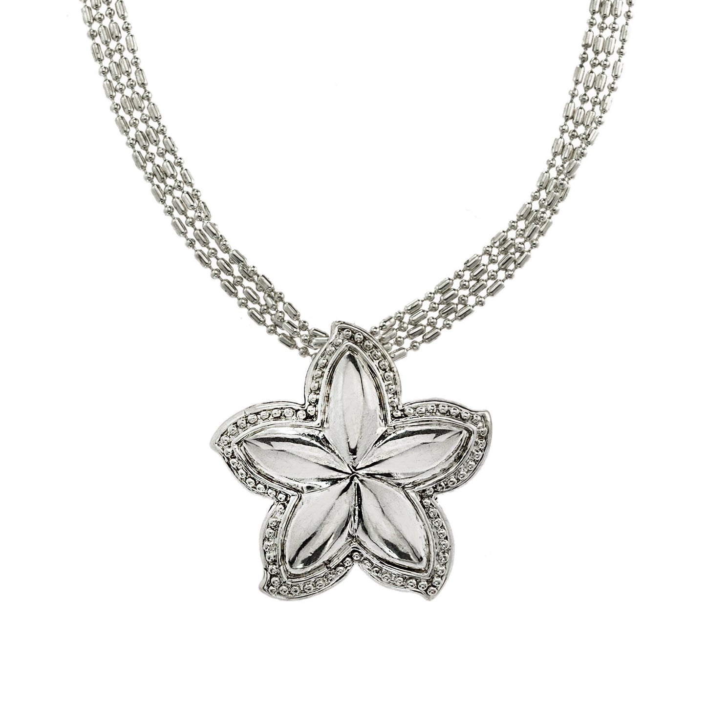 Vintage Oscar De La Renta 24 Inch White Gold Silver Tone Star Pendant Necklace #OSN-630-W - Limited Stock - Never Worn