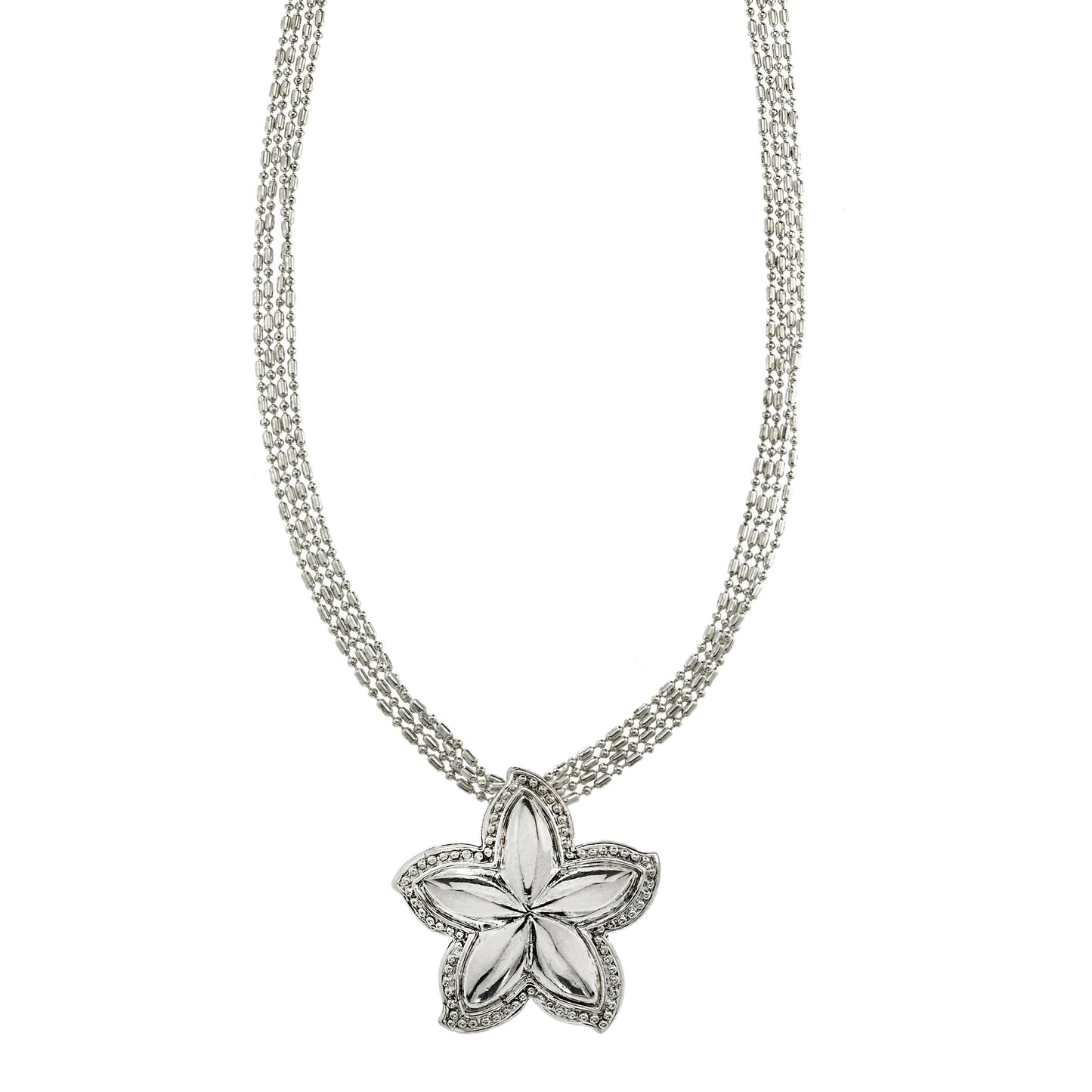 Vintage Oscar De La Renta 24 Inch White Gold Silver Tone Star Pendant Necklace #OSN-630-W - Limited Stock - Never Worn