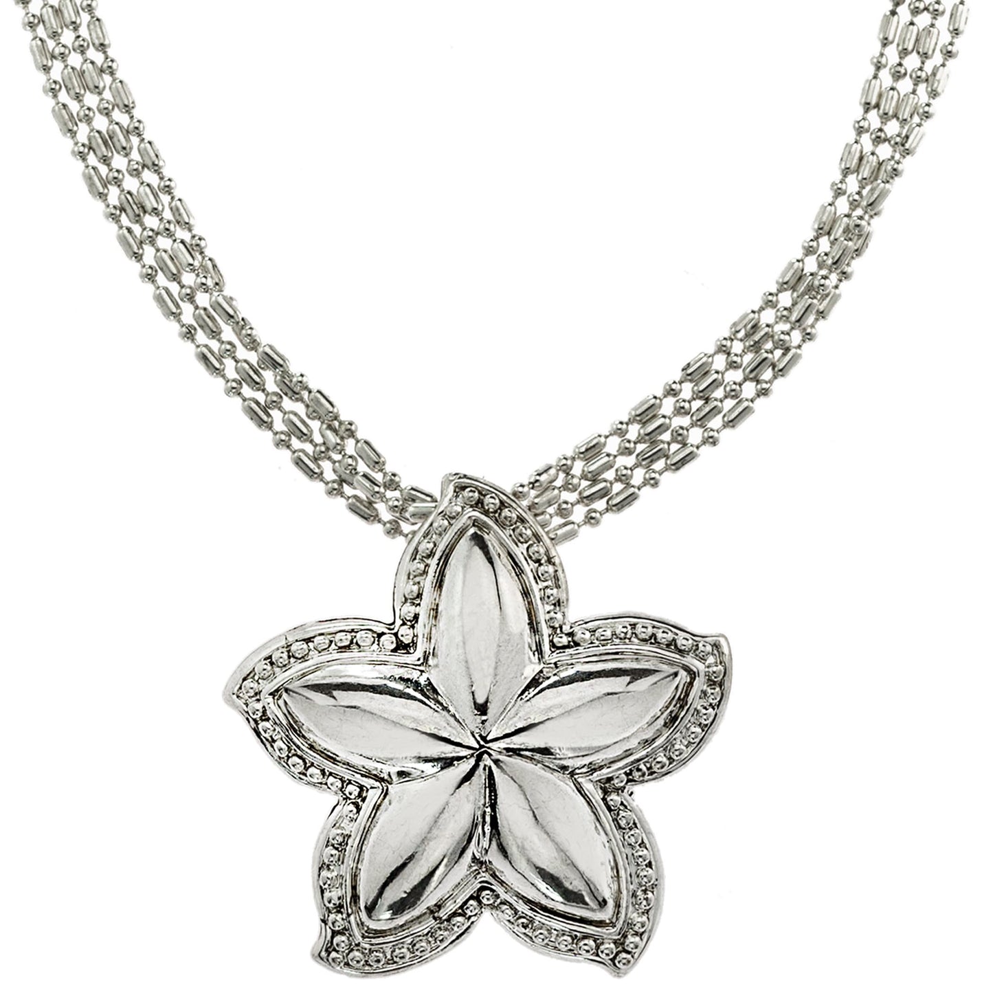 Vintage Oscar De La Renta 24 Inch White Gold Silver Tone Star Pendant Necklace #OSN-630-W - Limited Stock - Never Worn