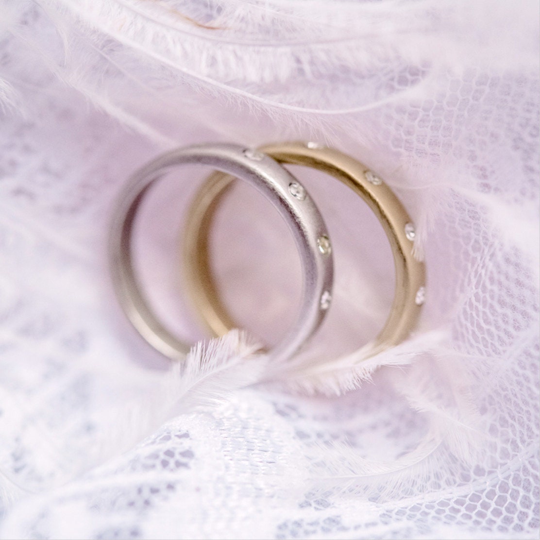 Vintage Ring 1980s Brushed Gold Stacking Band Ring Antique Swarovski Crystals Womans Jewelry #R3888 - Limited Stock - Never Worn