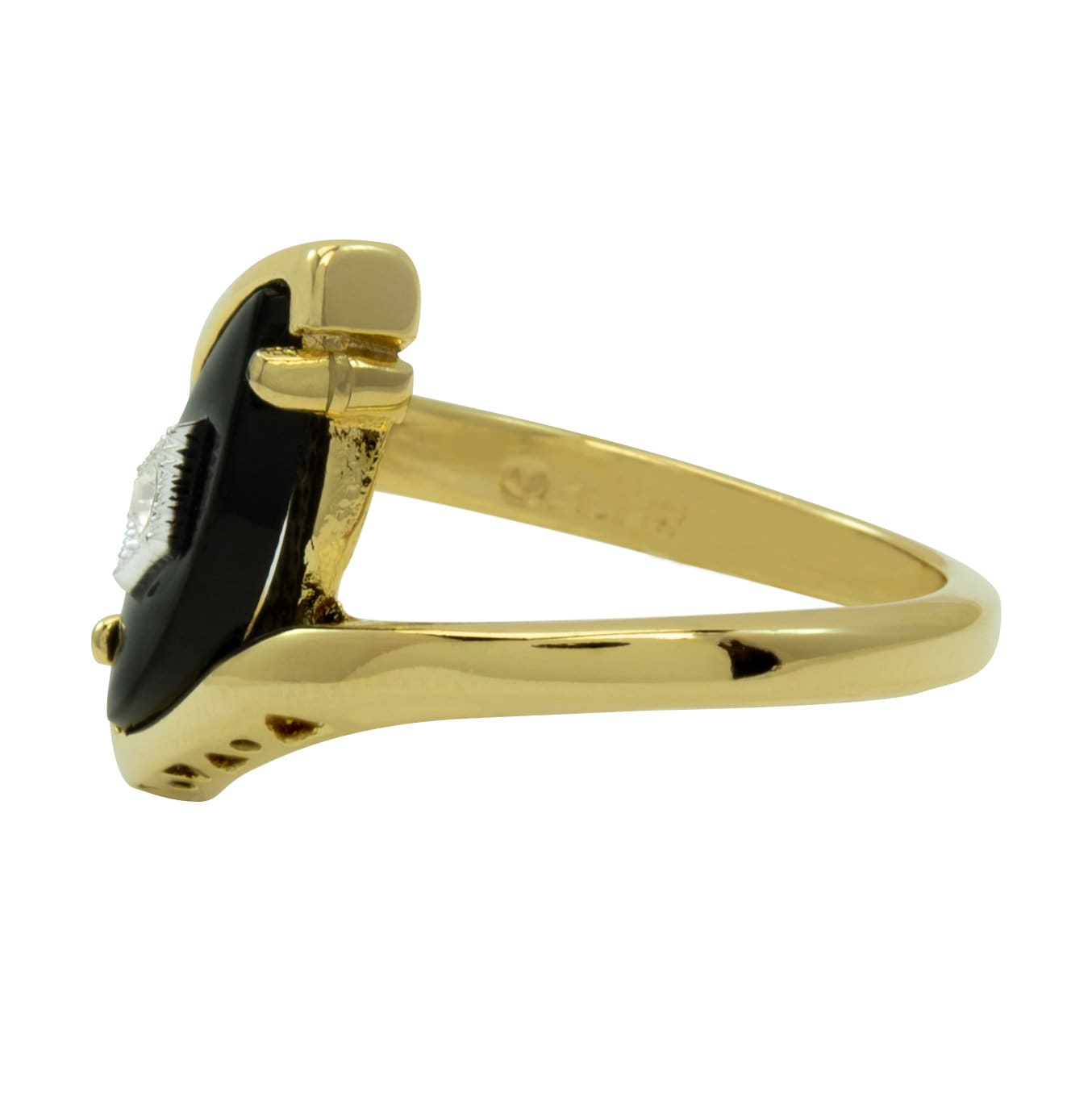 A Vintage Ring Imitation Onyx Ring with Austrian Crystal Antique 18kt Gold Jewelry Womans Handmade Rings #R961 - Limited Stock - Never Worn