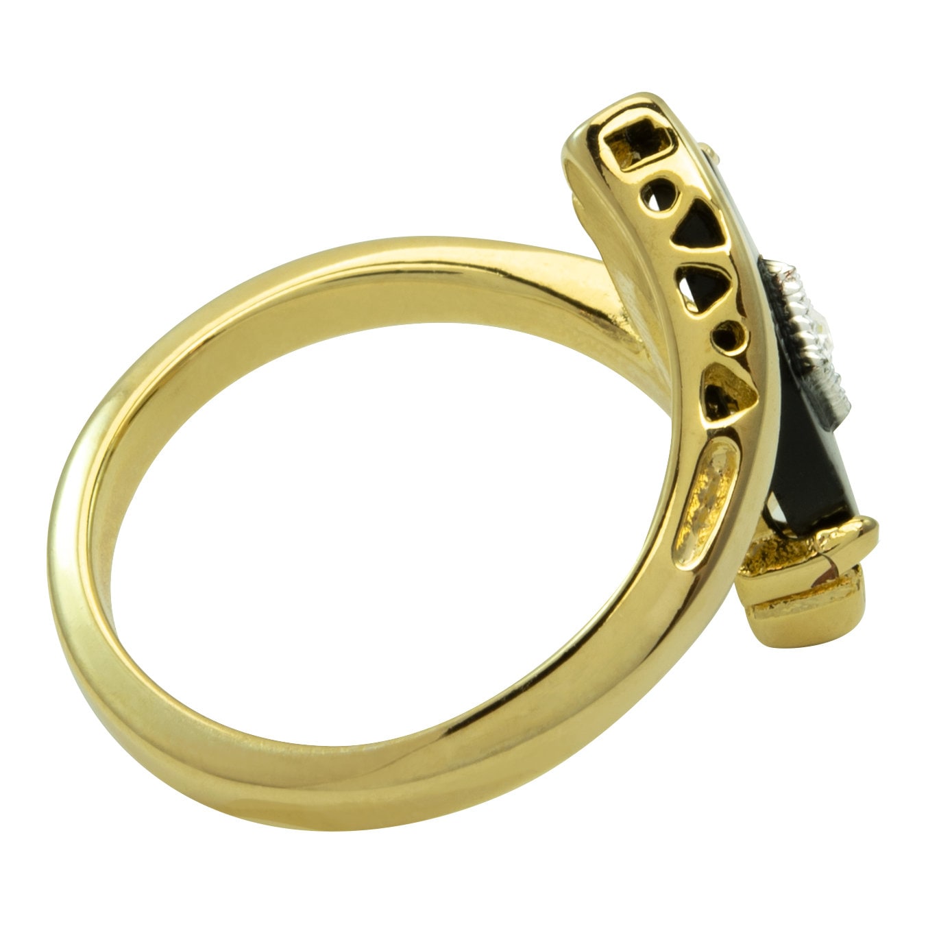 A Vintage Ring Imitation Onyx Ring with Austrian Crystal Antique 18kt Gold Jewelry Womans Handmade Rings #R961 - Limited Stock - Never Worn
