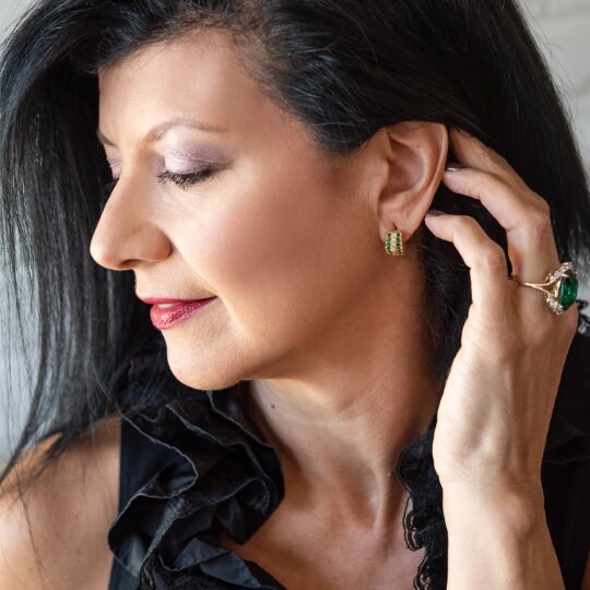 Vintage Earrings Ruby and Clear Swarovski Crystal Post Earrings E1753 Ruby Jewelry Handmade for Women - Limited Stock - Never Worn